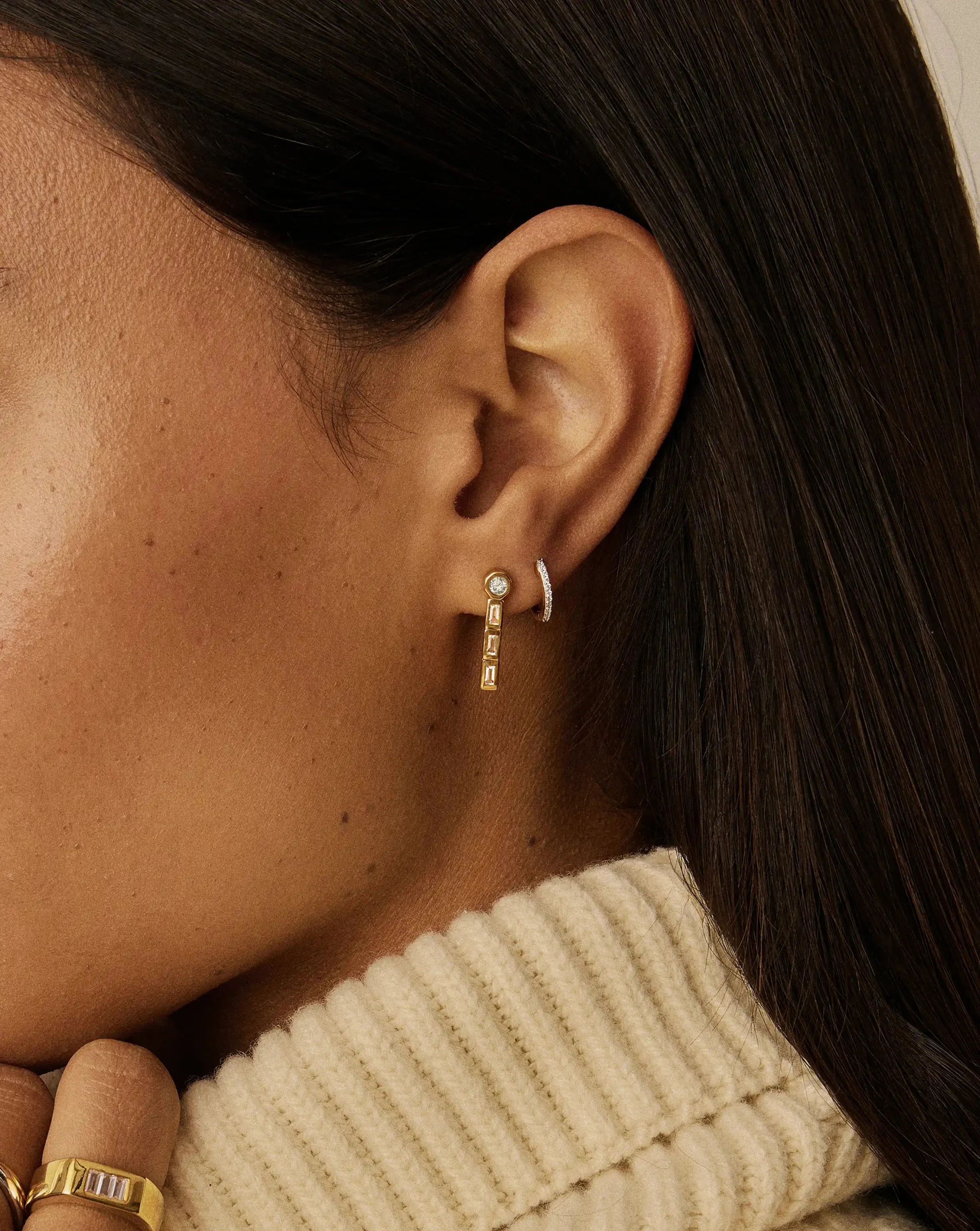 Lucy Williams Tennis Small Drop Earrings | 18k Gold Vermeil - Image 6