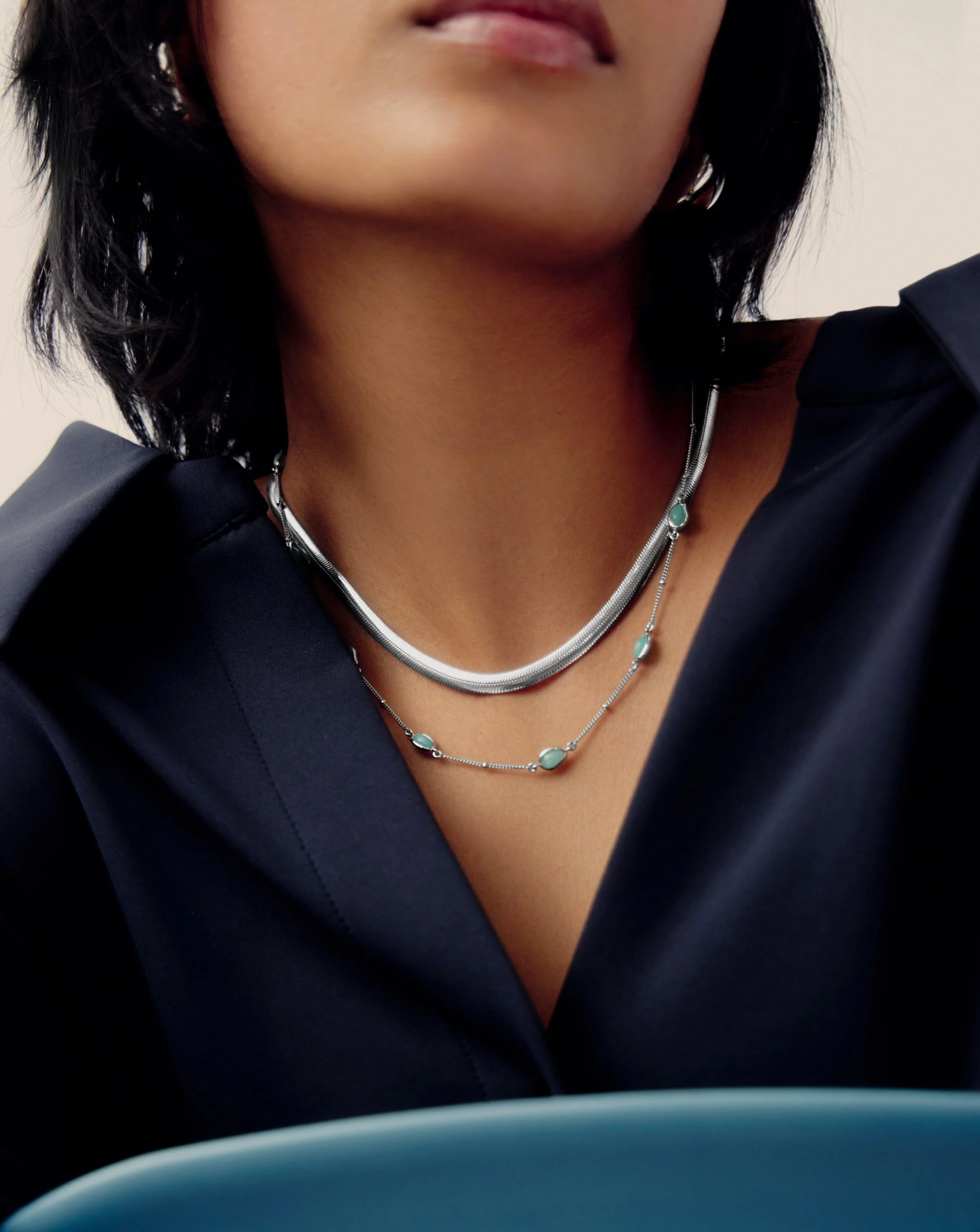 Magma Gemstone Charm Choker | Sterling Silver/Amazonite - Image 2