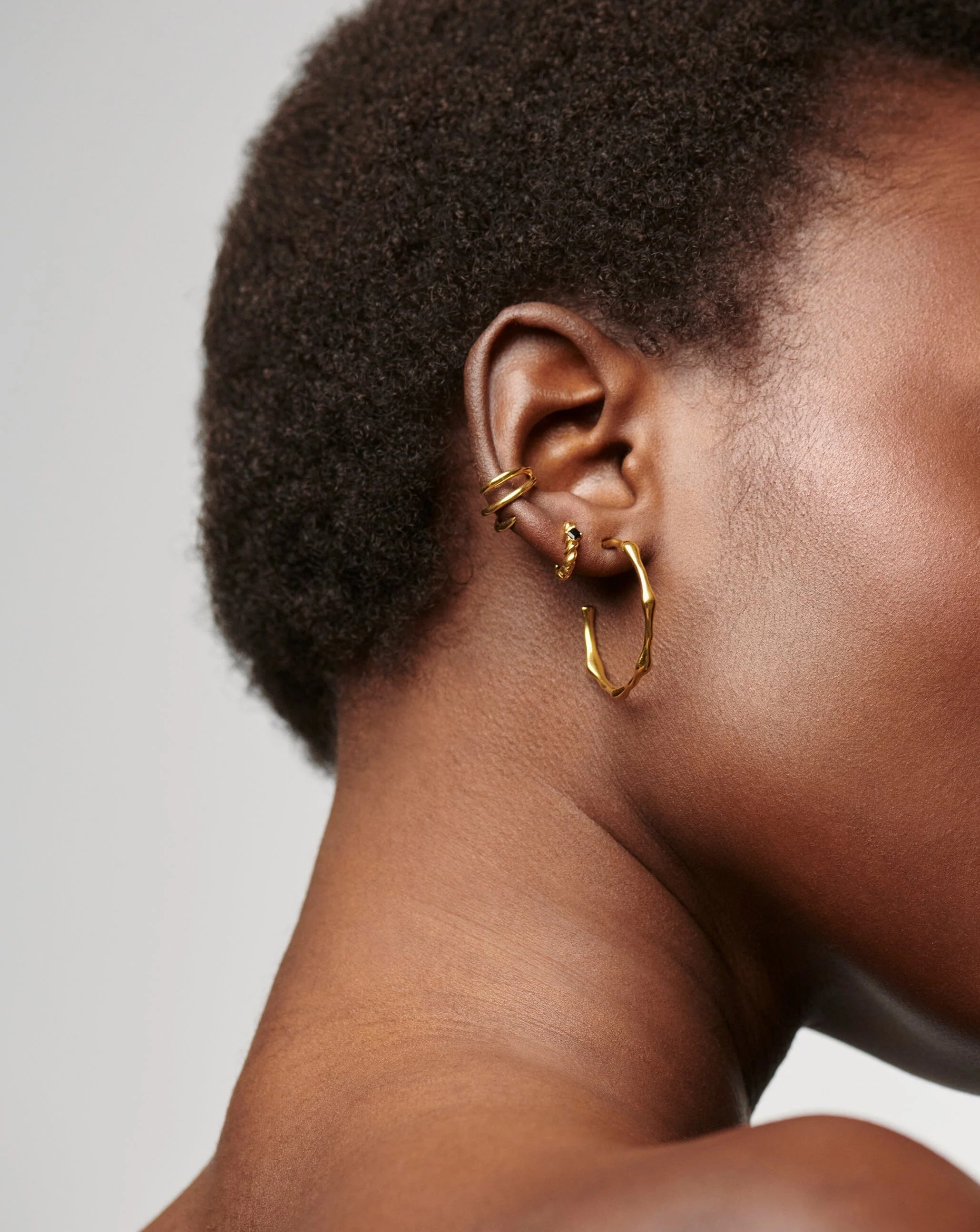 Medium Molten Hoop Earrings - Image 3