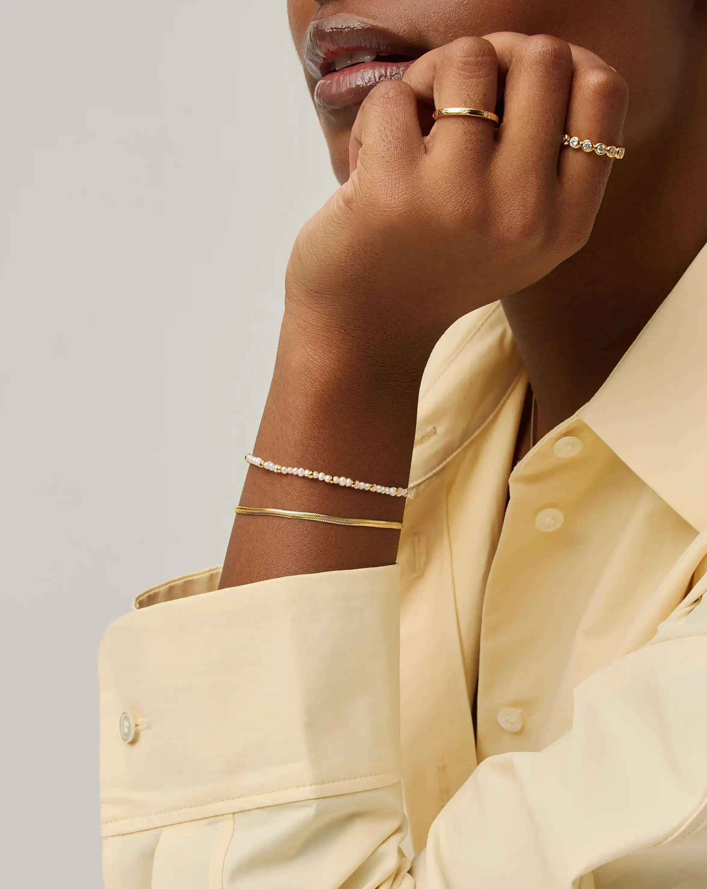 The Everyday Pearl Bracelet Set | 18k Gold Plated/Pearl - Image 3