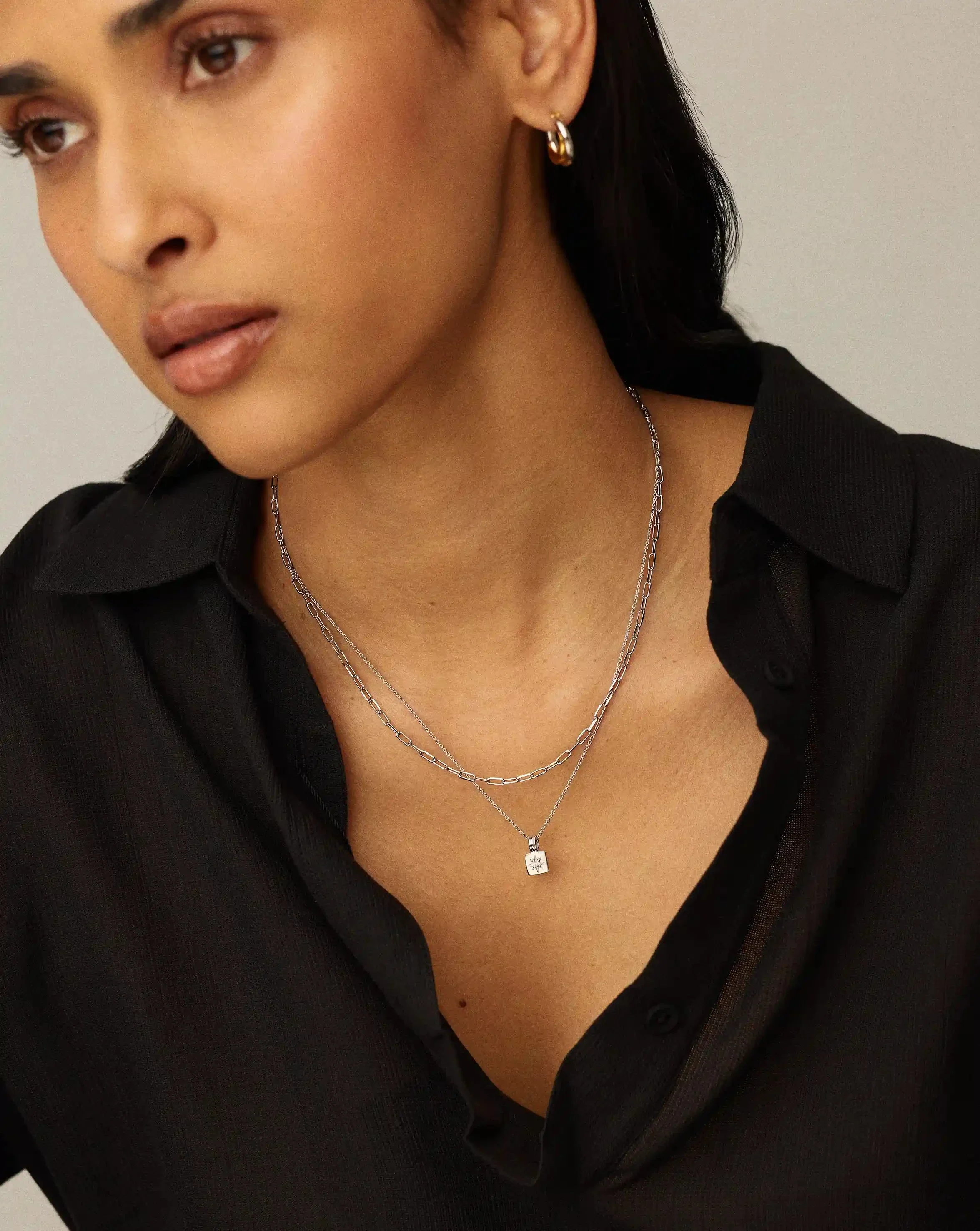 Mini Paperclip Chain Necklace | Platinum Plated - Image 5