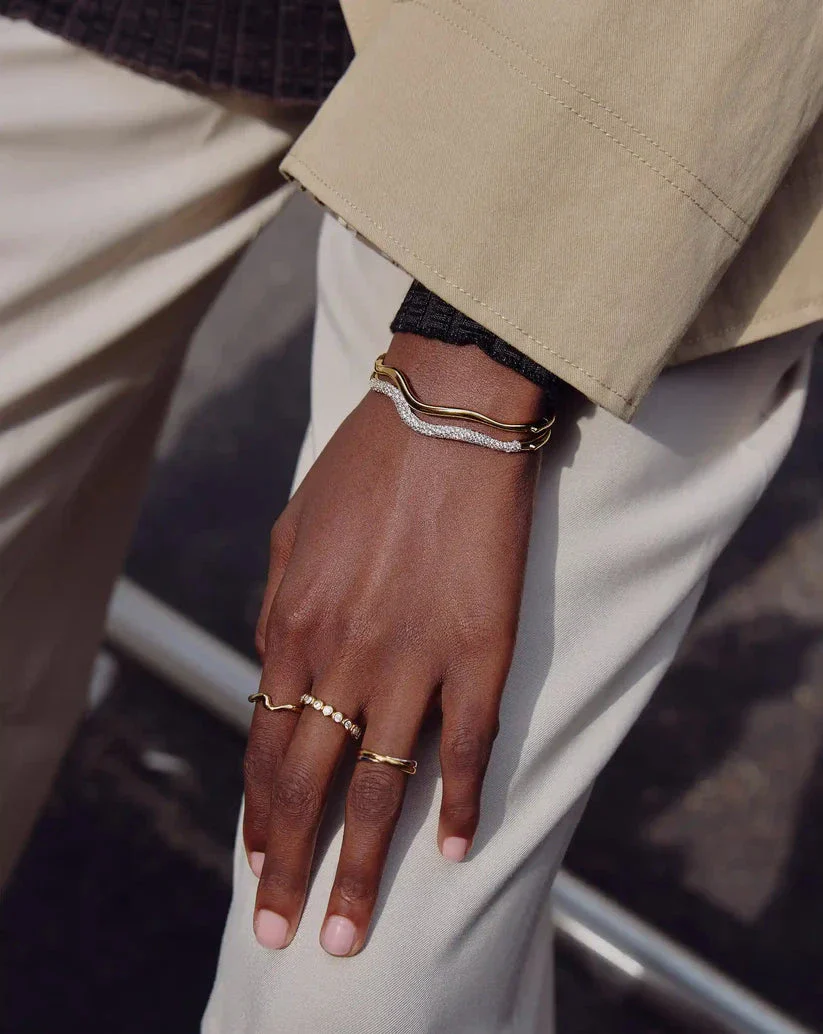 Molten Classic Hinged Bangle | 18k Gold Plated - Image 6
