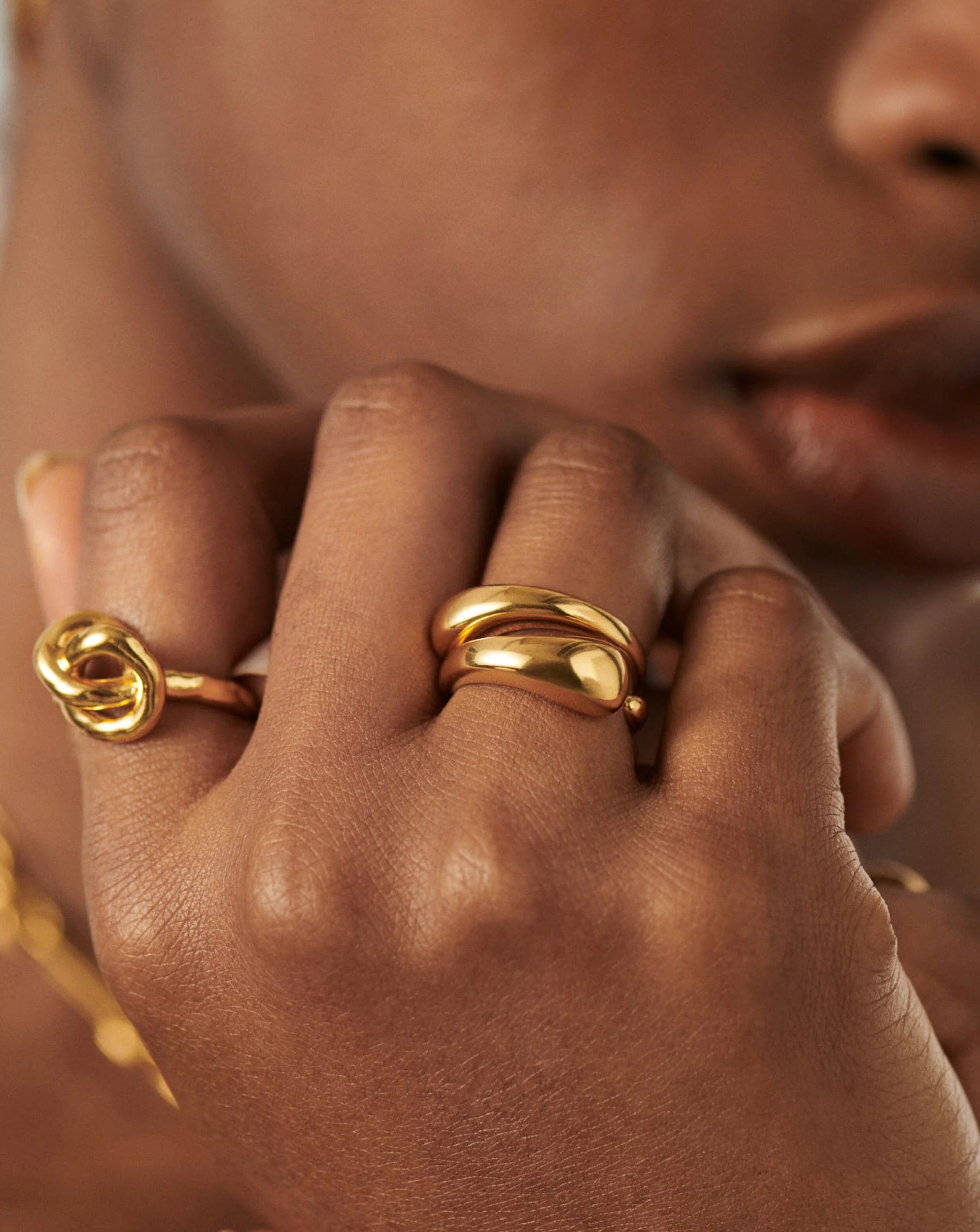 Molten Double Stacking Ring Set | 18k Gold Plated - Image 2