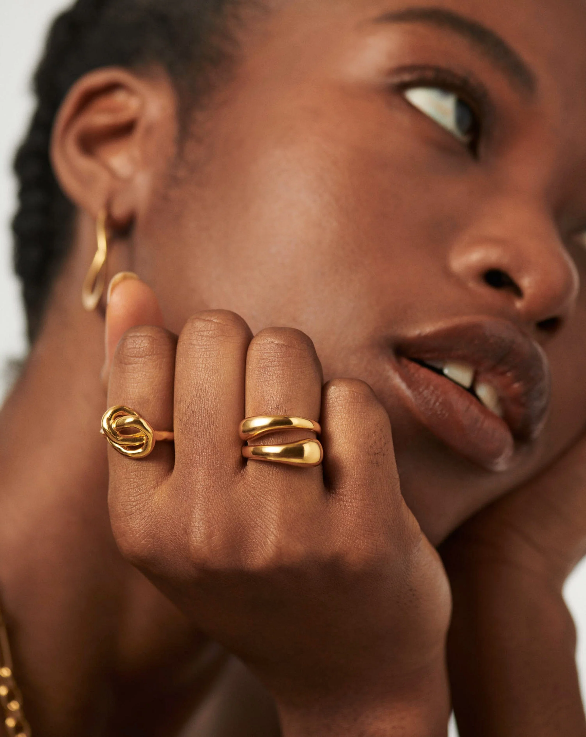 Molten Double Stacking Ring Set | 18k Gold Plated - Image 3