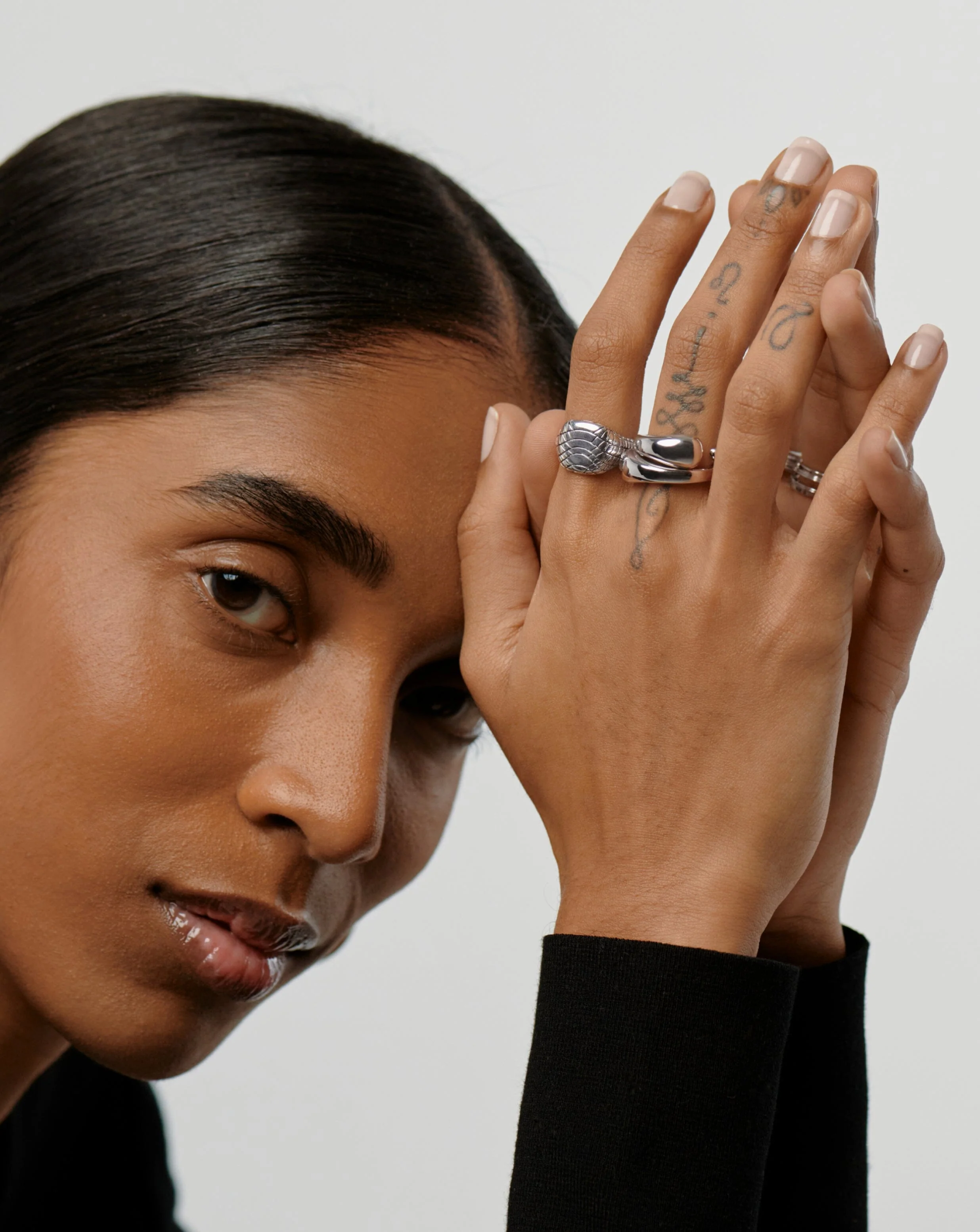 Molten Double Stacking Ring Set | Silver Plated - Image 3