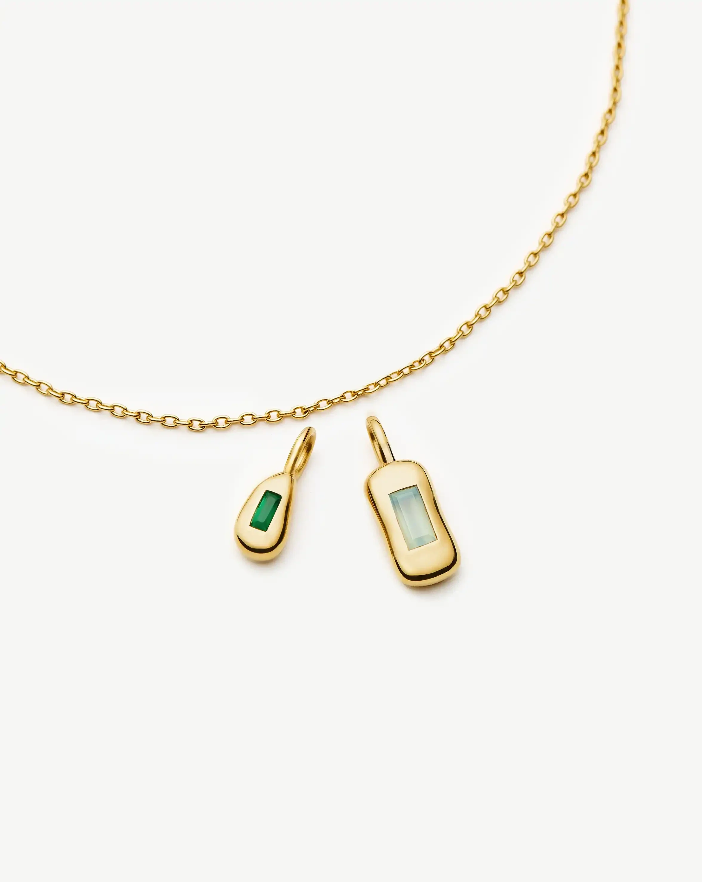 Molten Gemstone Bean Pendant Necklace | 18k Gold Plated/Blue and Green Onyx - Image 4