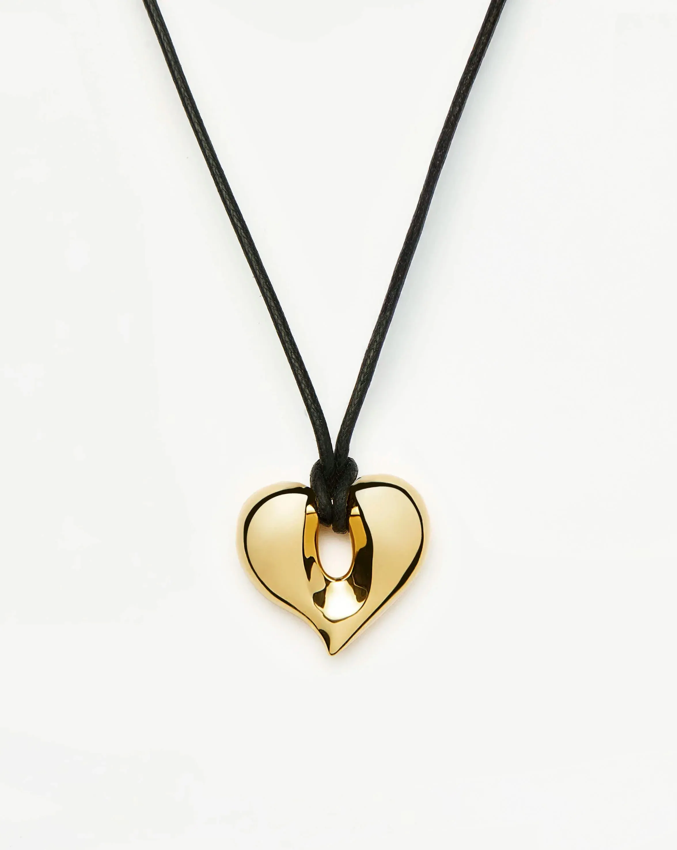 Molten Heart Pendant Cord Necklace | 18k Gold Plated