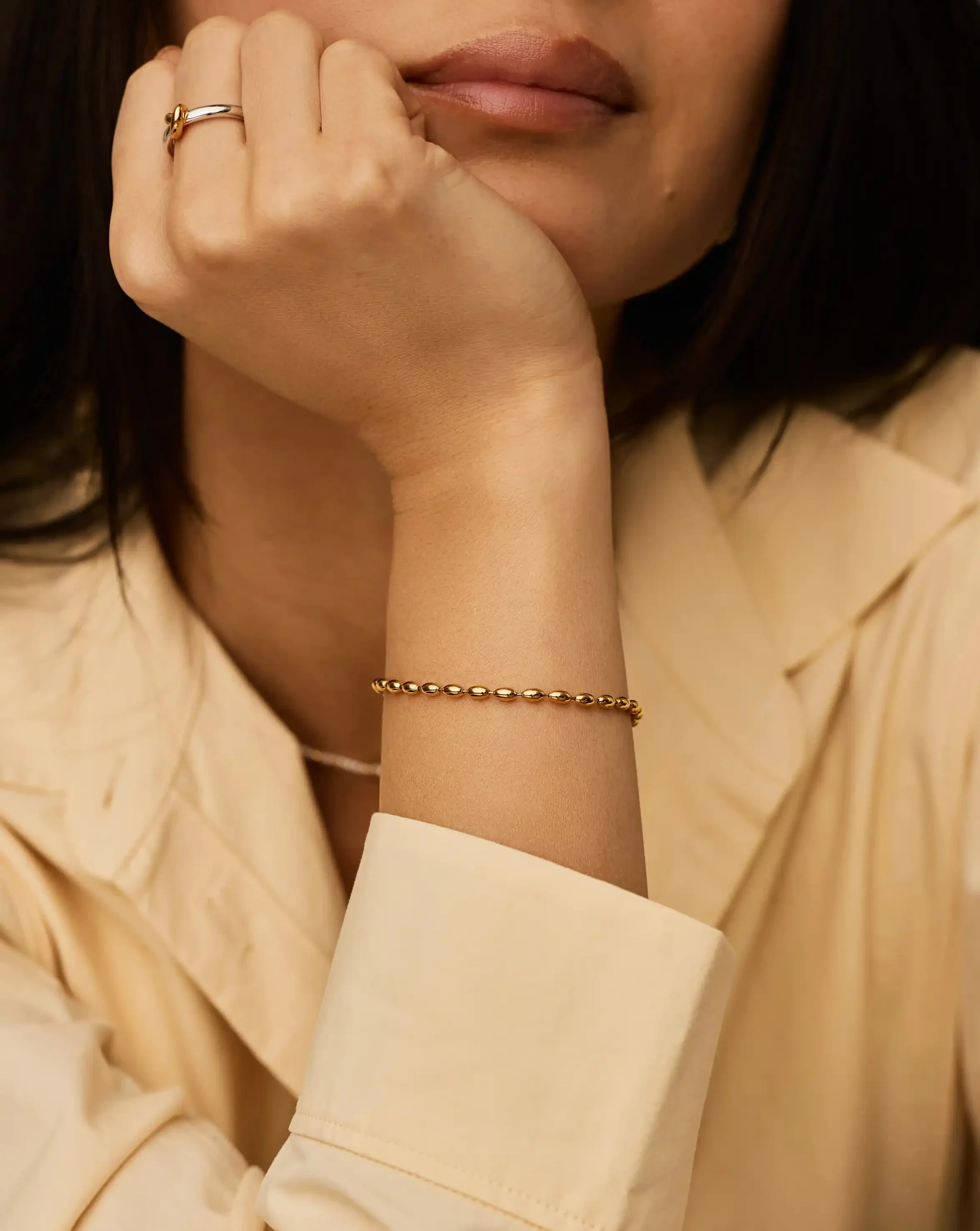 Molten Olive Chain Bracelet | 18k Gold Plated - Image 2