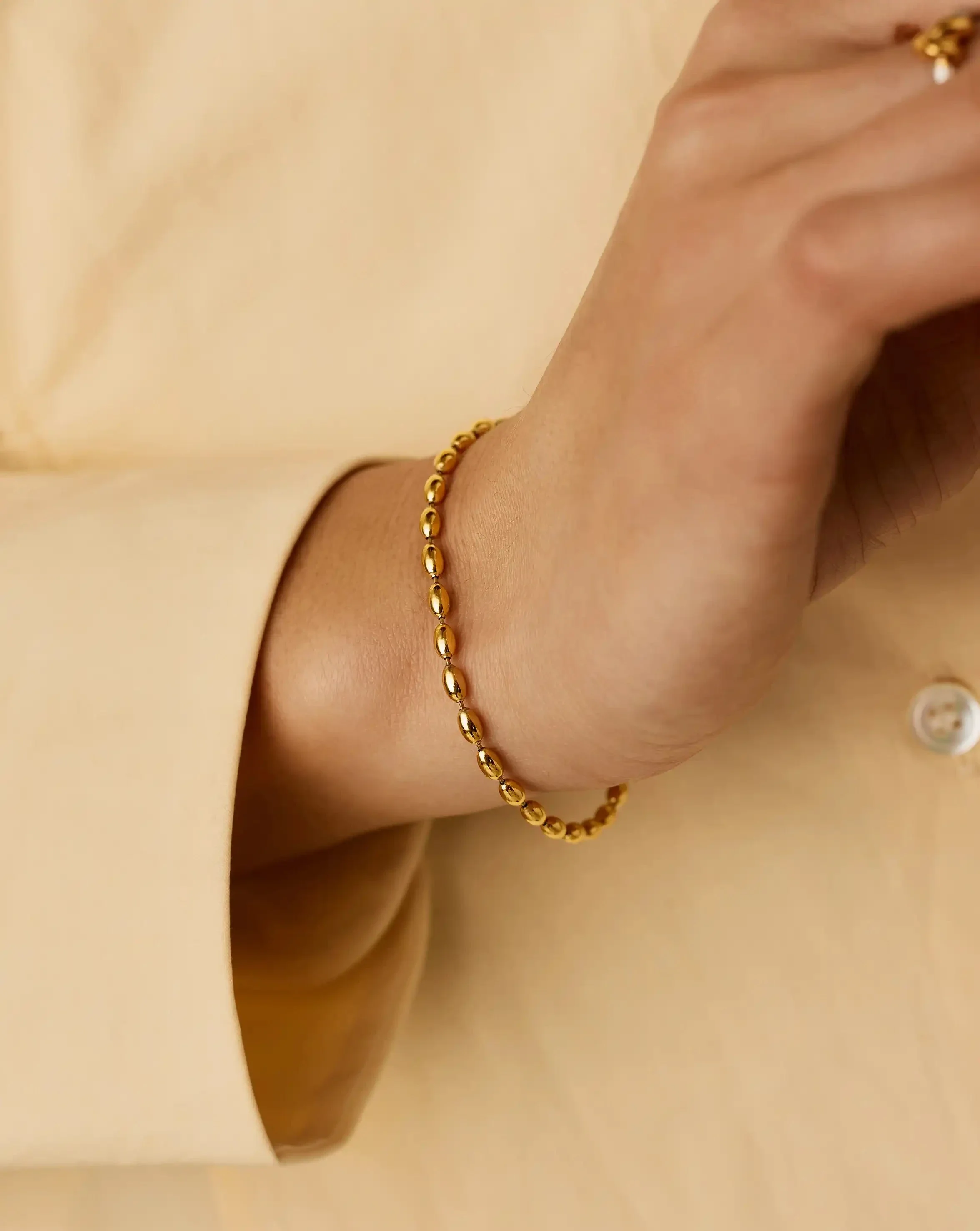 Molten Olive Chain Bracelet | 18k Gold Plated - Image 3