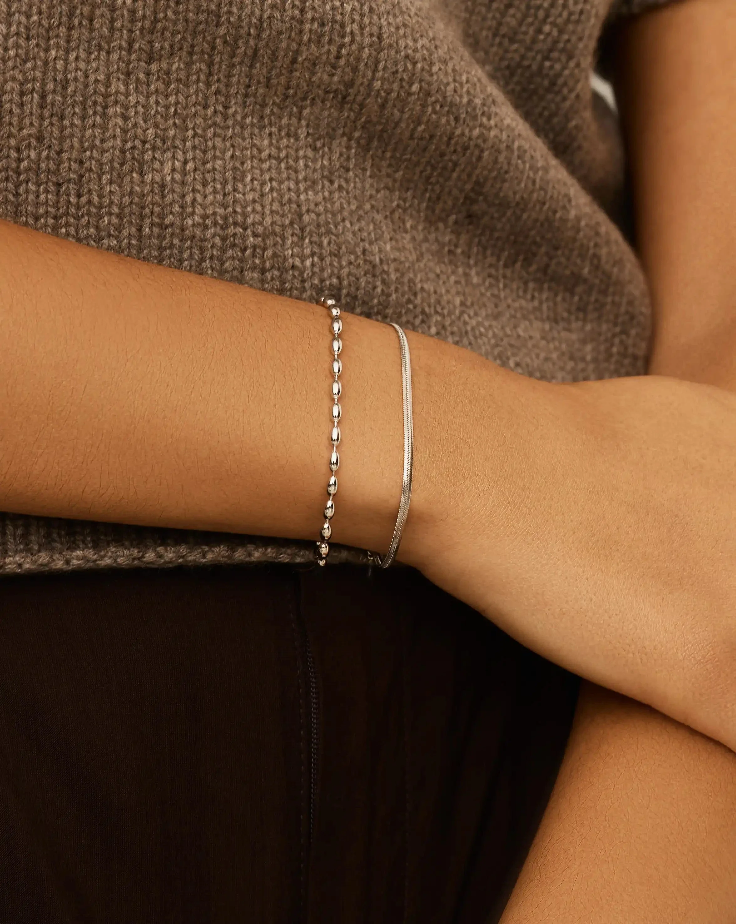 Molten Olive Chain Bracelet | Silver Plated - Image 2