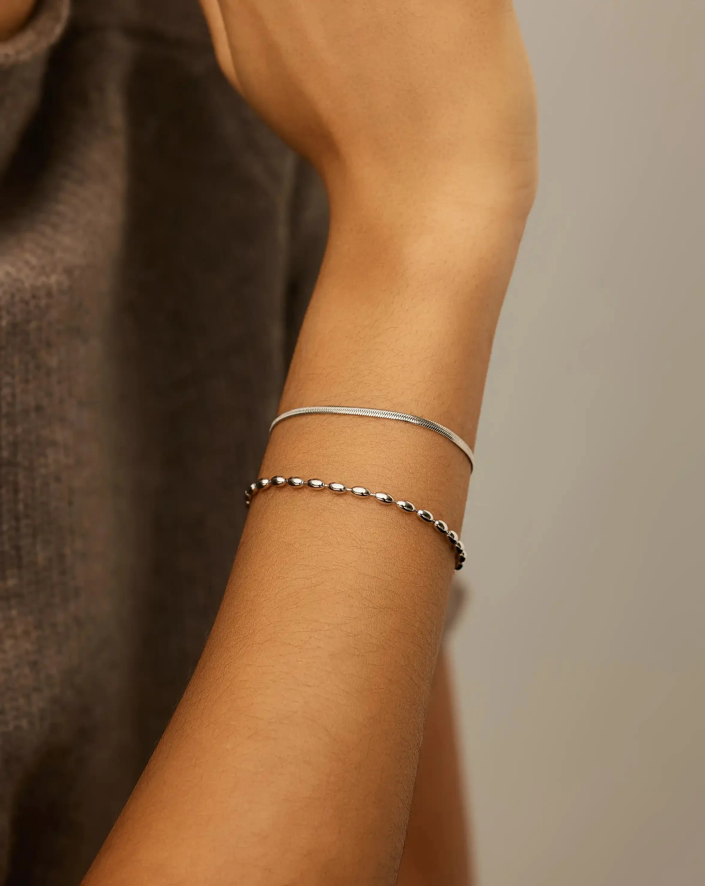 Molten Olive Chain Bracelet | Silver Plated - Image 6