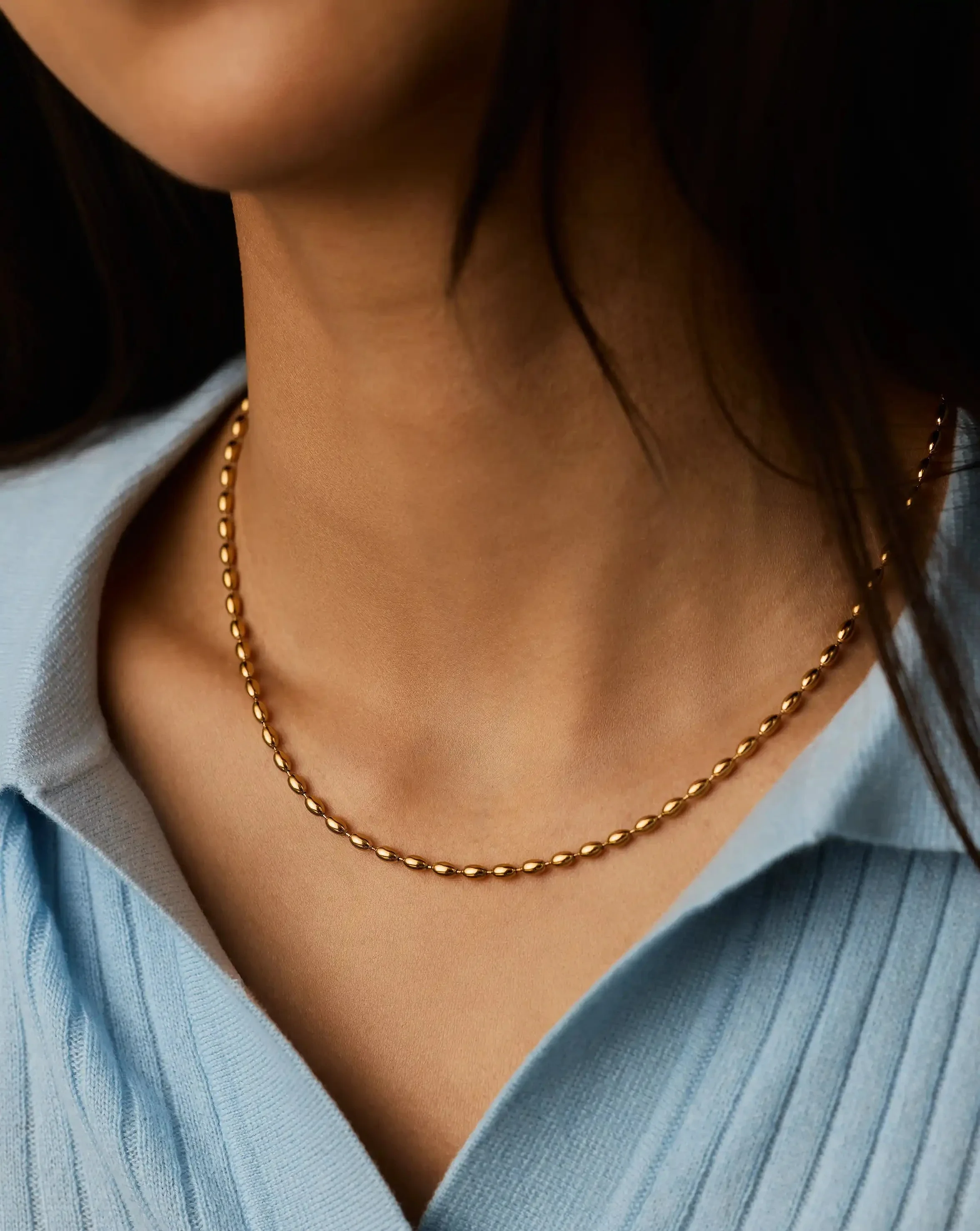 Molten Olive Chain Necklace | 18k Gold Plated - Image 2