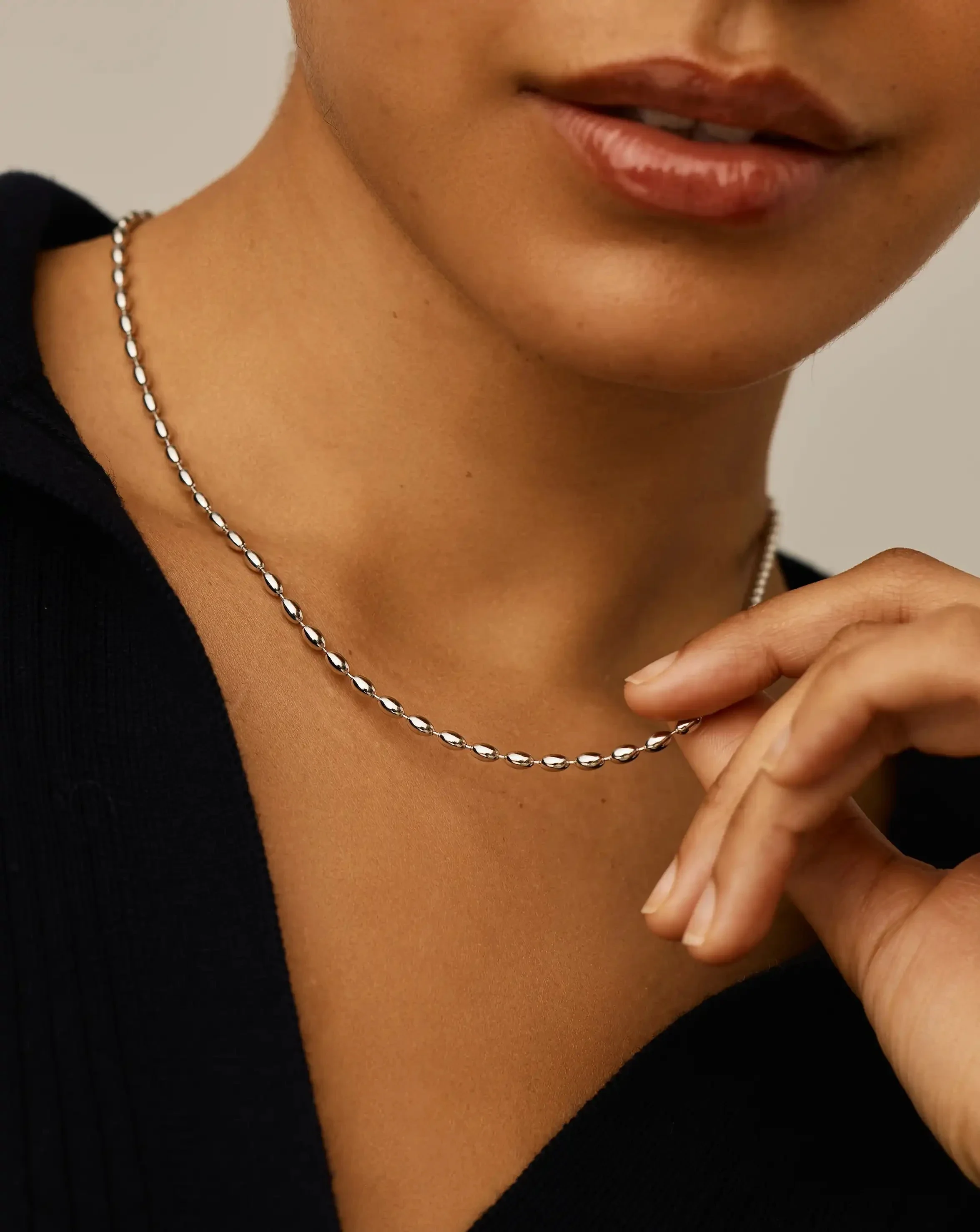 Molten Olive Chain Necklace | Silver Plated - Image 2