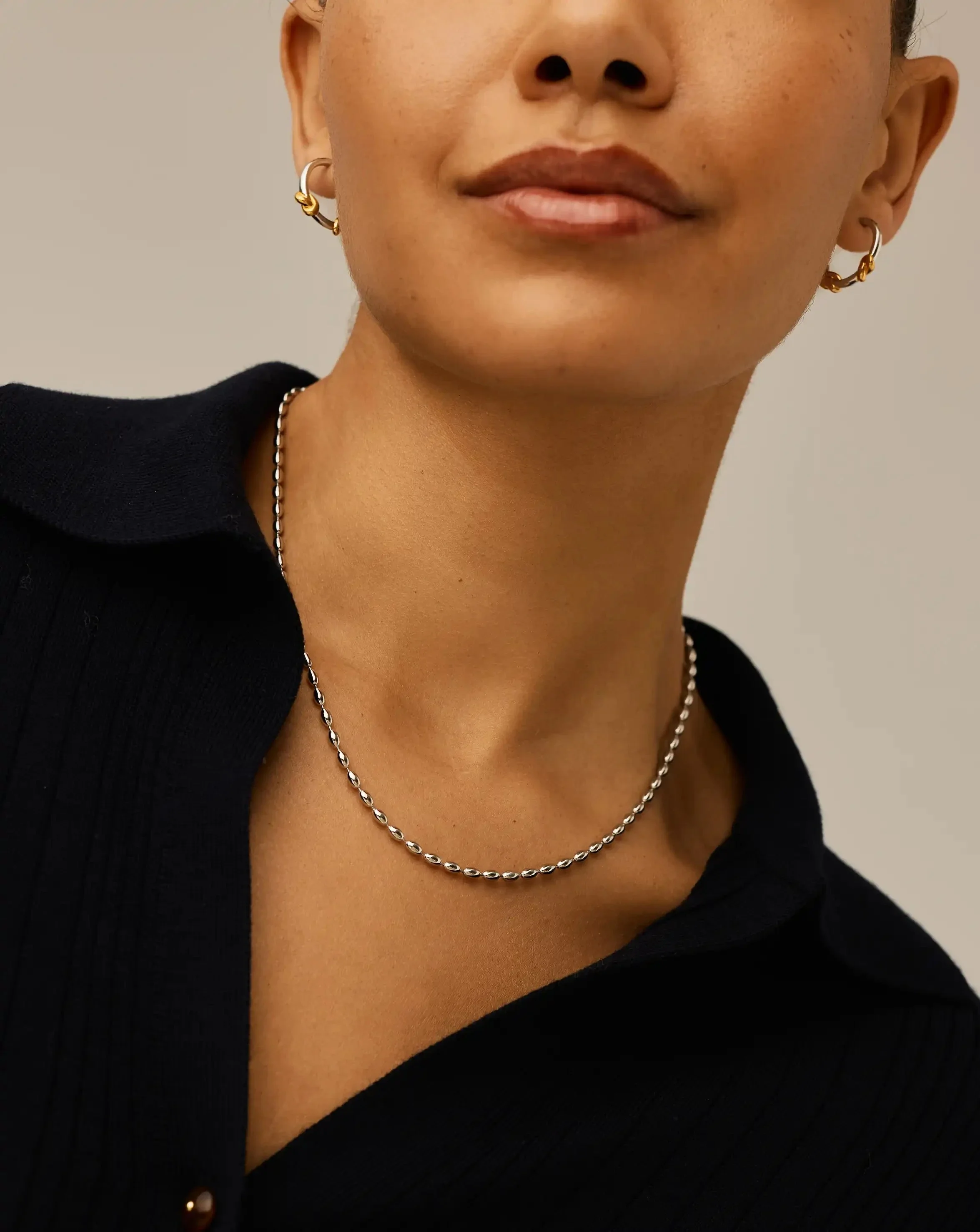 Molten Olive Chain Necklace | Silver Plated - Image 3