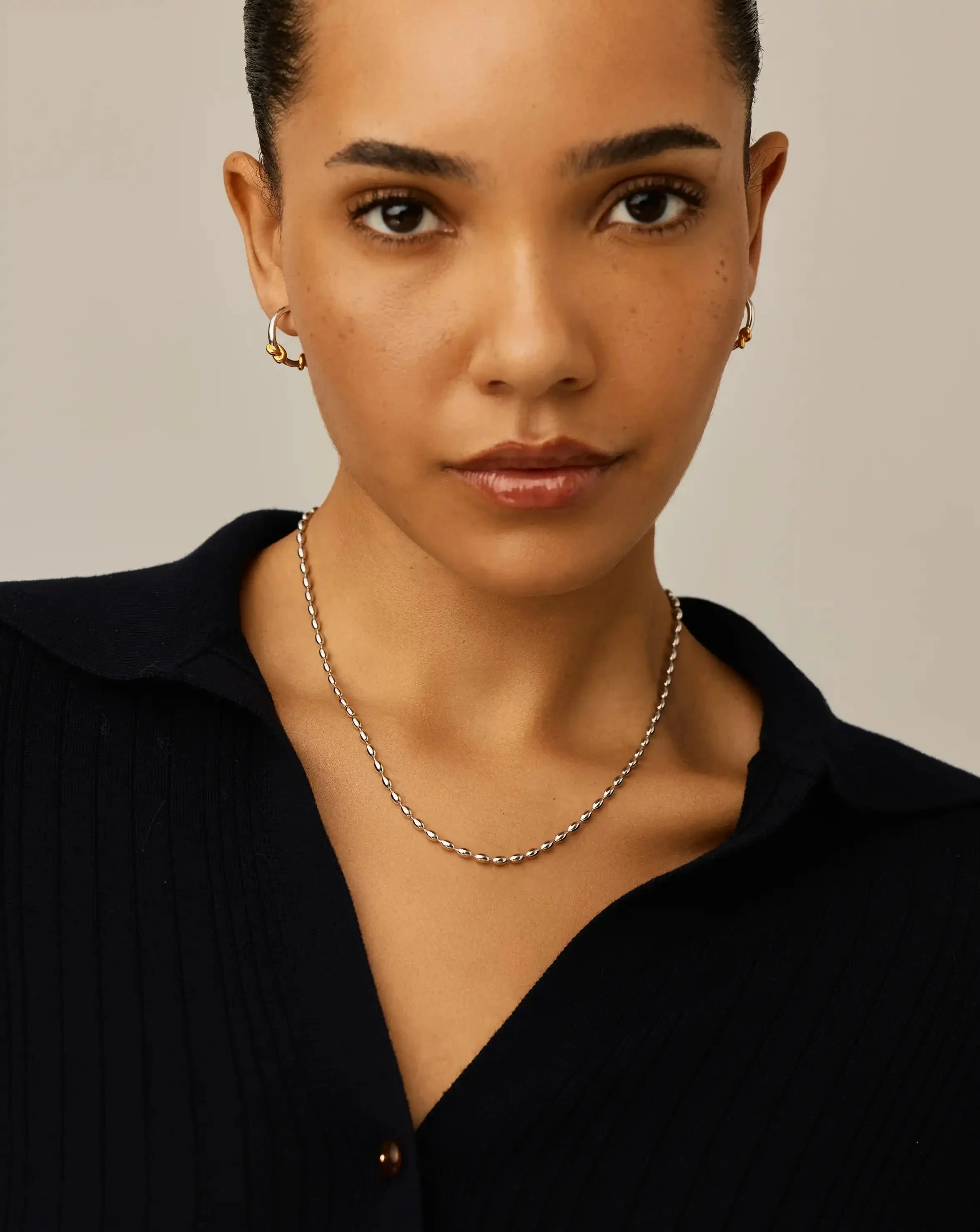 Molten Olive Chain Necklace | Silver Plated - Image 6