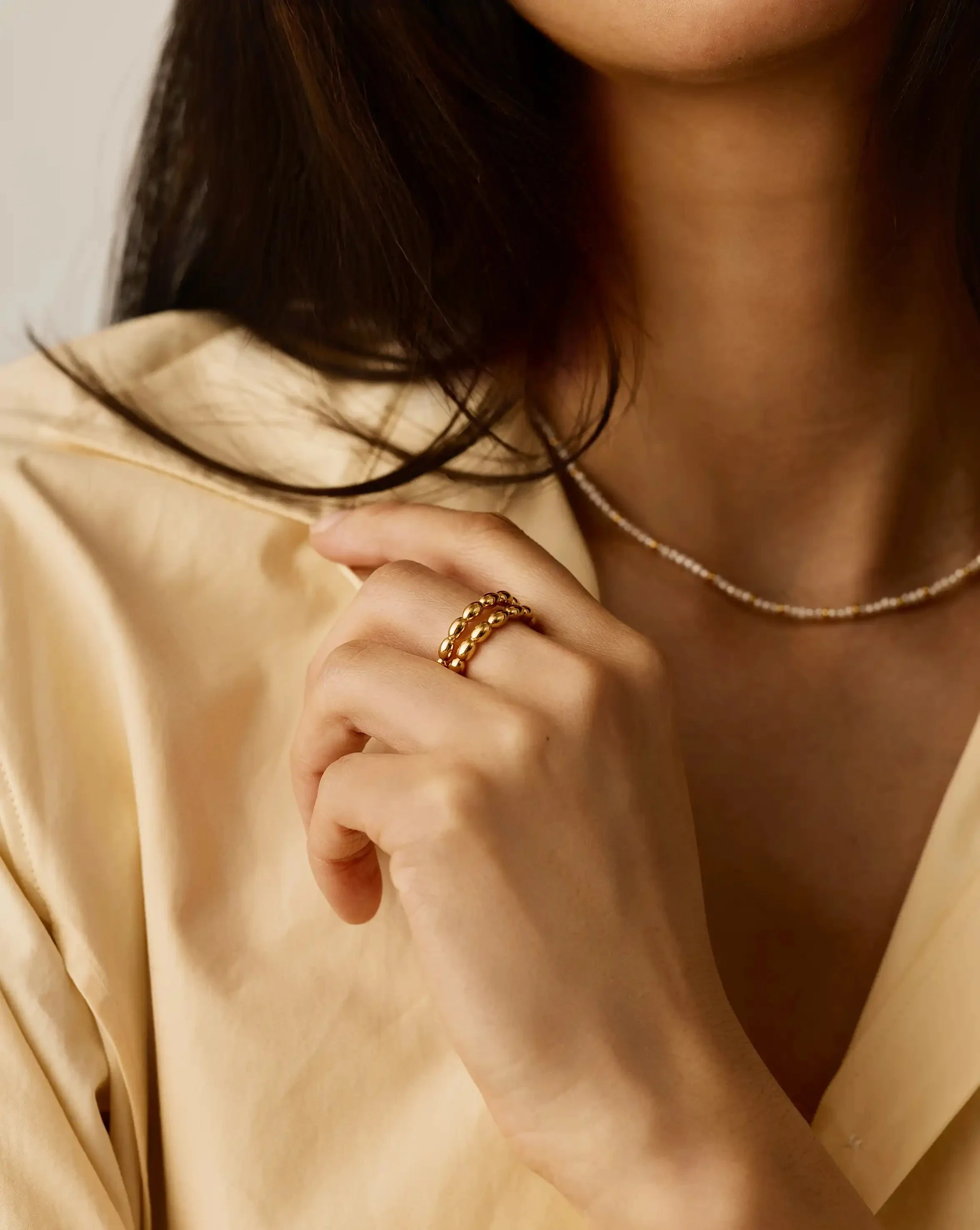 Molten Olive Stacked Ring | 18k Gold Plated - Image 2