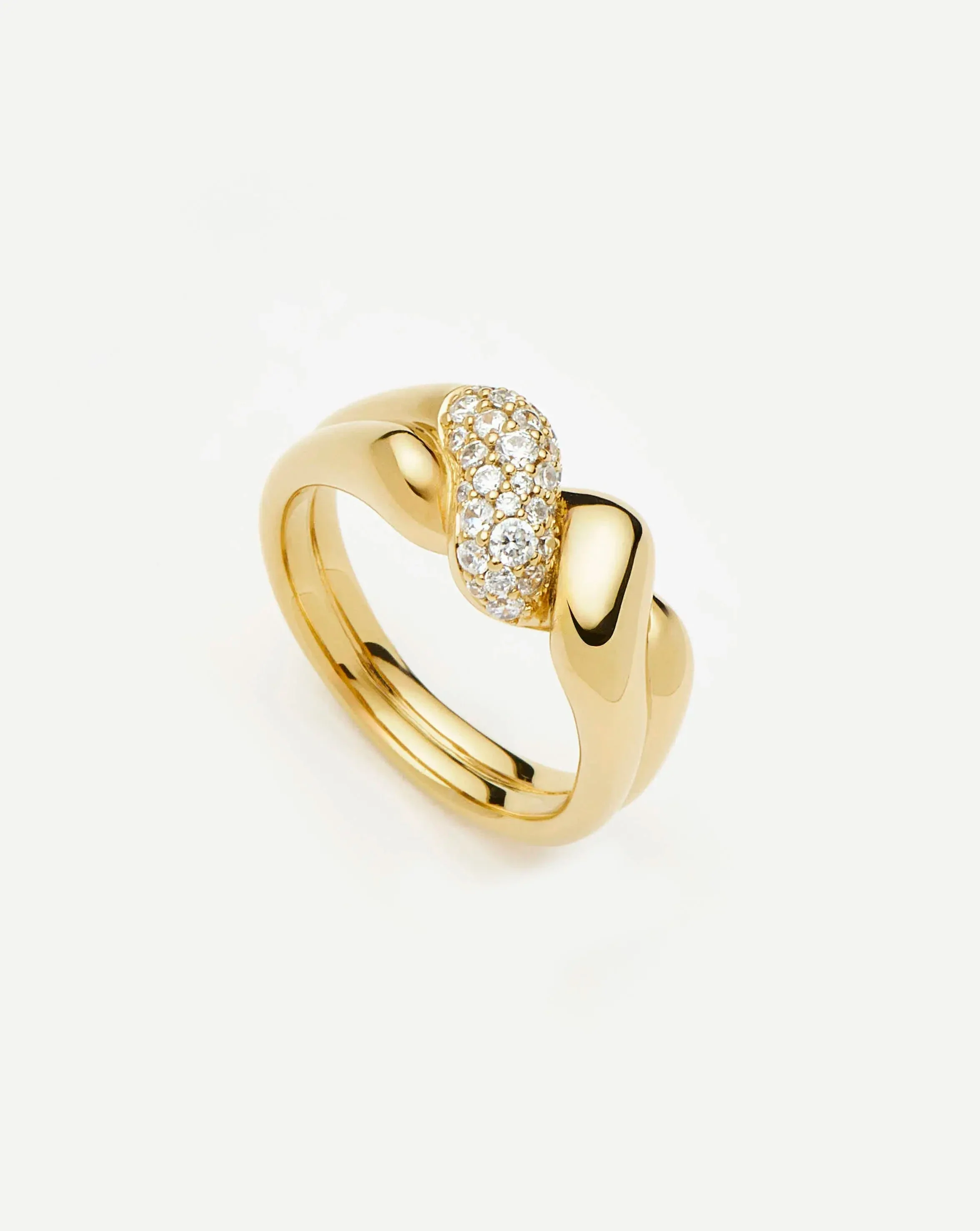 Molten Snow Double Statement Ring | 18k Gold Plated/Cubic Zirconia - Image 4