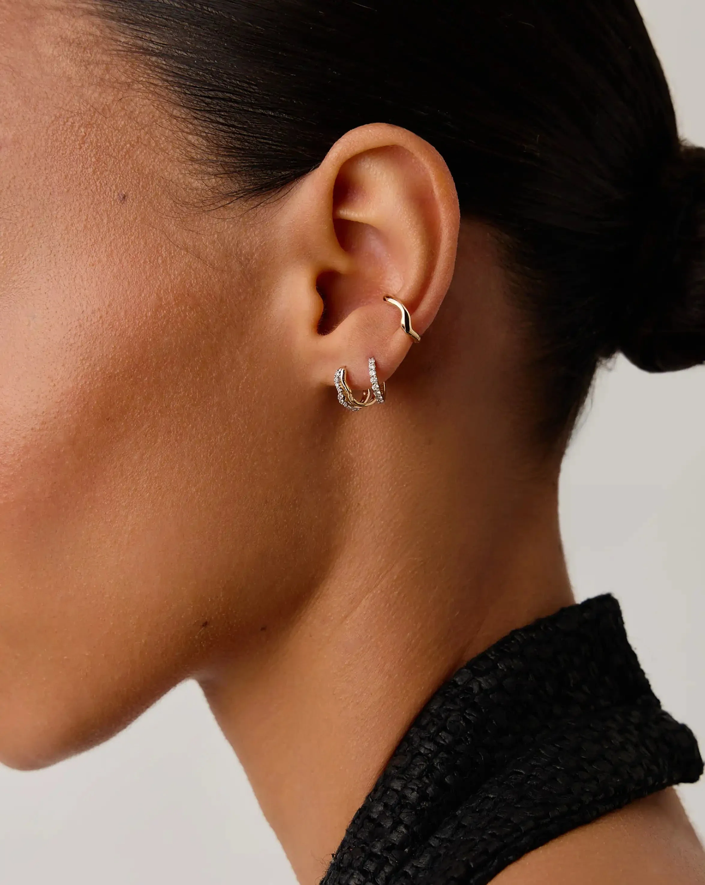 Molten Snow Solid Gold Ear Cuff | 14k Solid Gold - Image 2
