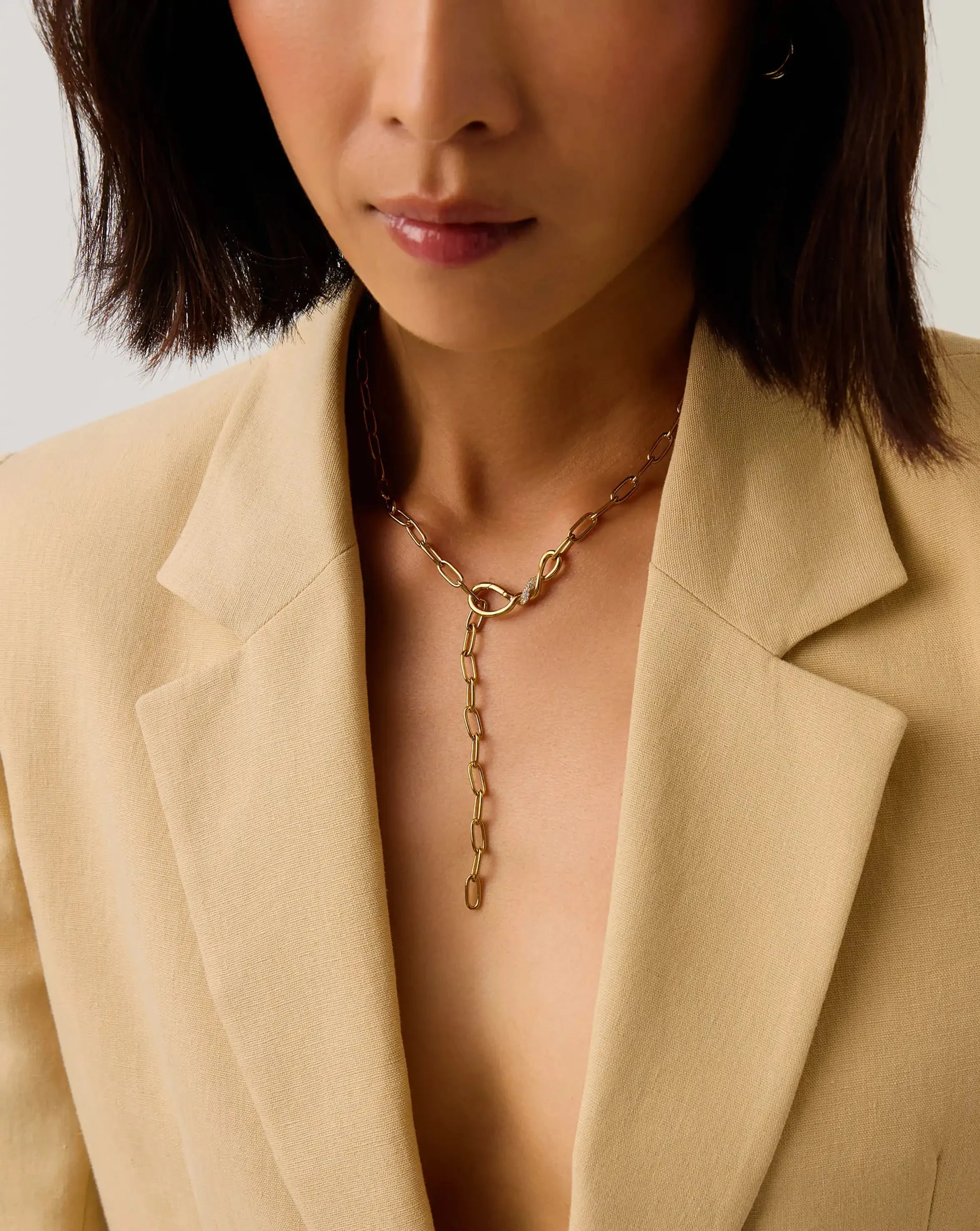 Molten Snow Paperclip Chain Necklace | 18k Gold Plated/Cubic Zirconia - Image 3