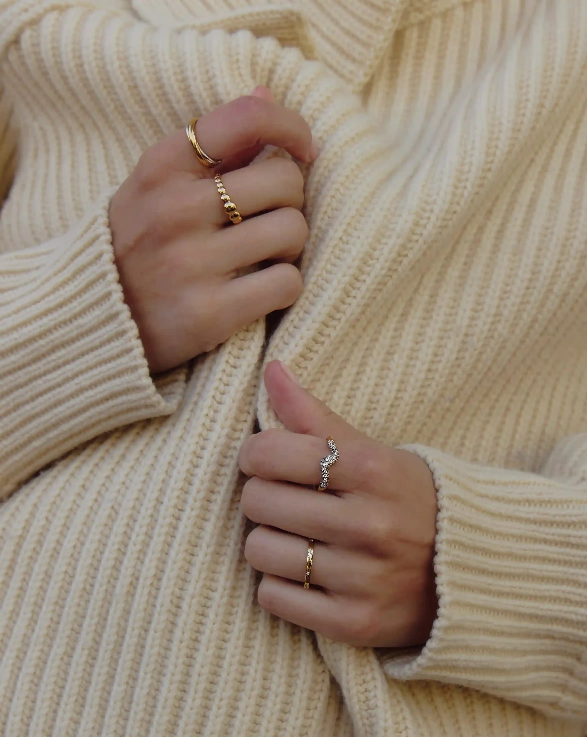 Molten Snow Stacking Ring | 18k Gold Vermeil/Cubic Zirconia - Image 2