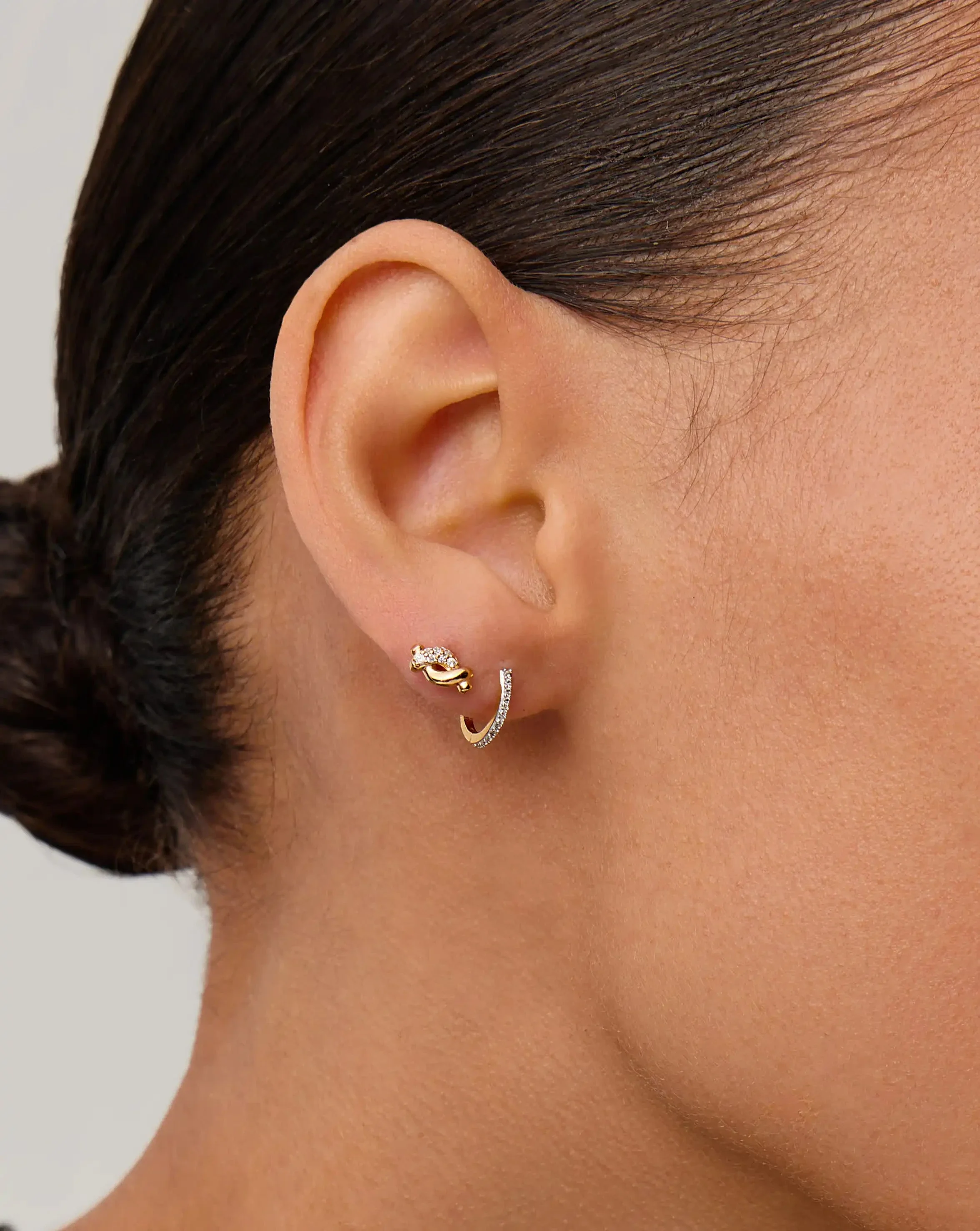 Molten Snow Stud Earrings | 18k Gold Vermeil/Cubic Zirconia - Image 2