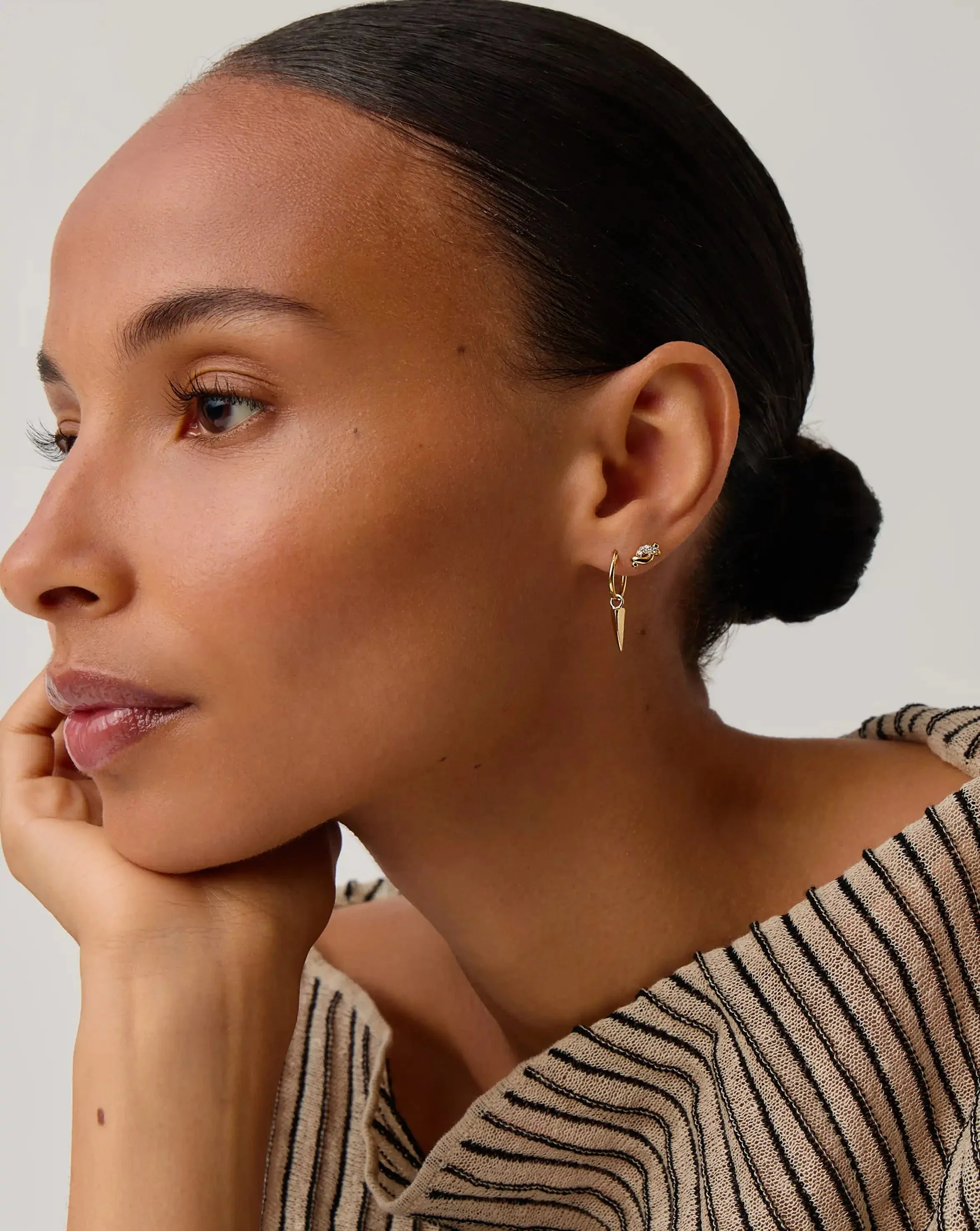 Molten Snow Stud Earrings | 18k Gold Vermeil/Cubic Zirconia - Image 3