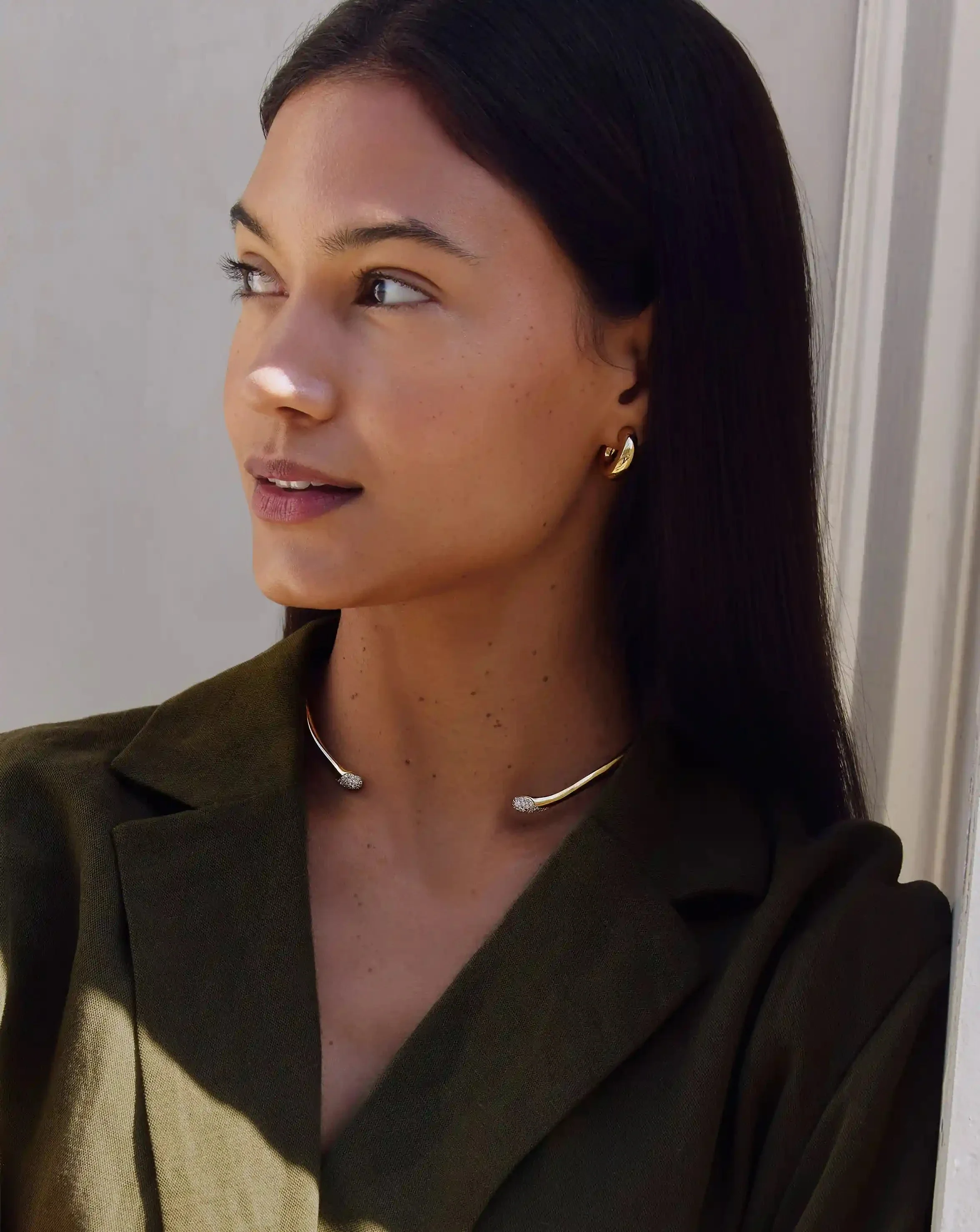 Molten Snow Torque Statement Necklace | 18k Gold Plated/Cubic Zirconia - Image 5