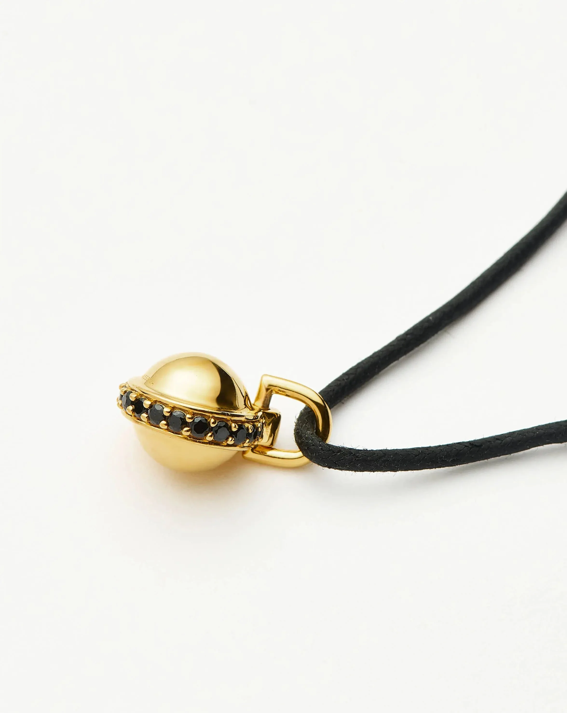 Orb Gemstone Pendant Cord Necklace | 18k Gold Plated / Black Spinel - Image 4