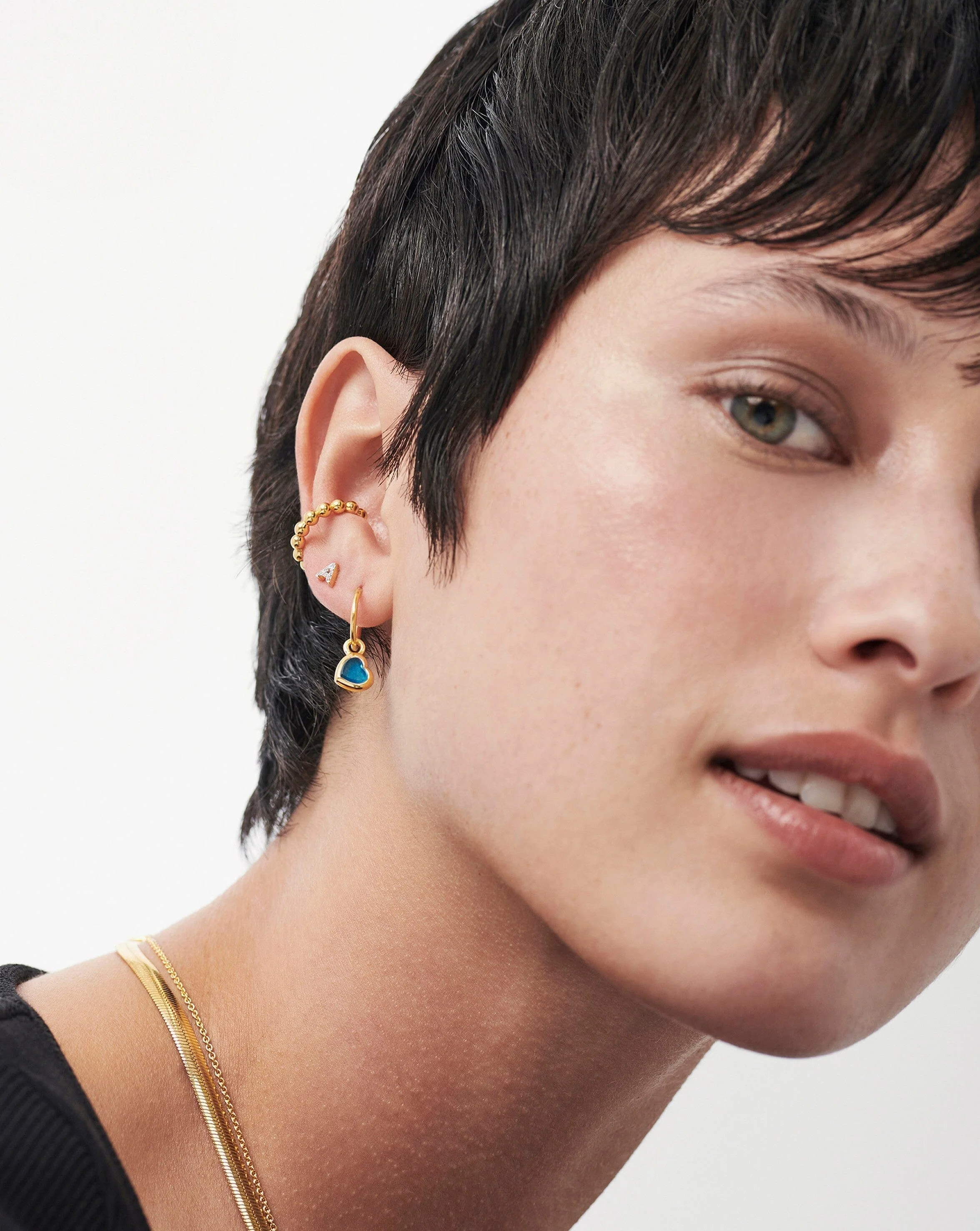 Pave Initial Single Stud Earring - Initial A | 18k Gold Vermeil/Cubic Zirconia - Image 3