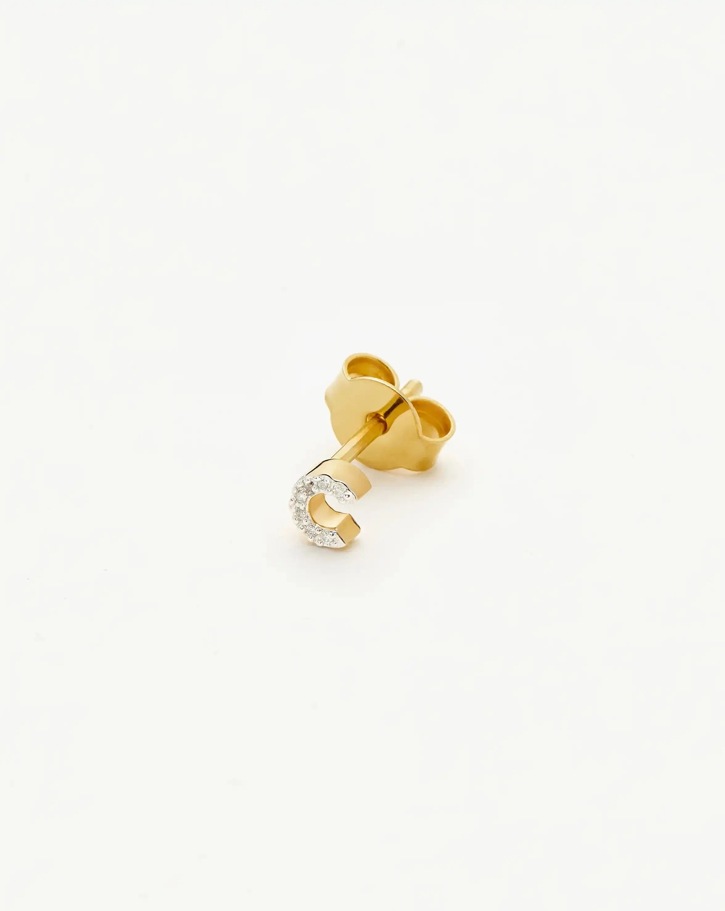 Pave Initial Single Stud Earring - Initial C | 18k Gold Vermeil/Cubic Zirconia