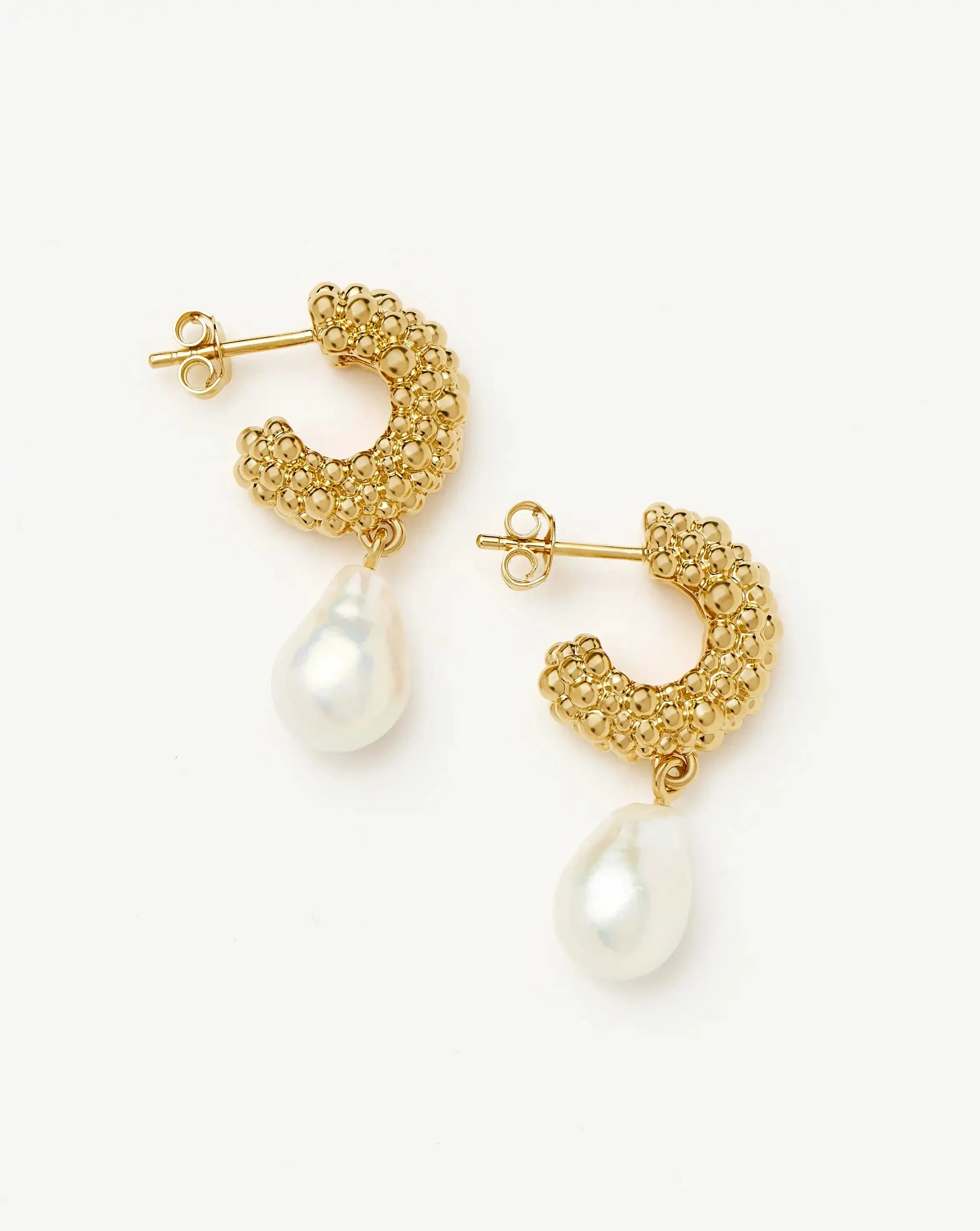 Pearl Baya Charm Hoop Earrings | 18k Gold Plated/Pearl