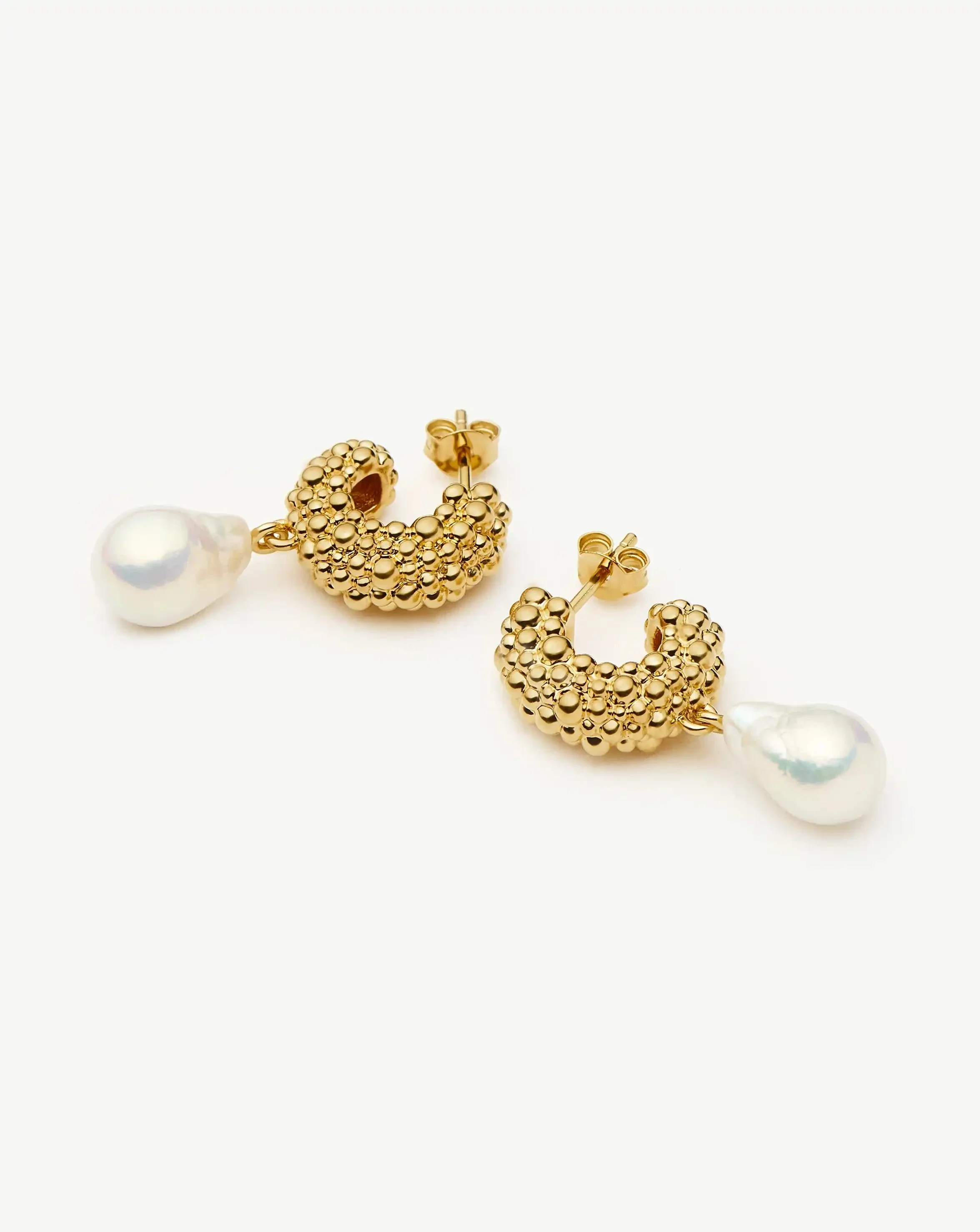 Pearl Baya Charm Hoop Earrings | 18k Gold Plated/Pearl - Image 3