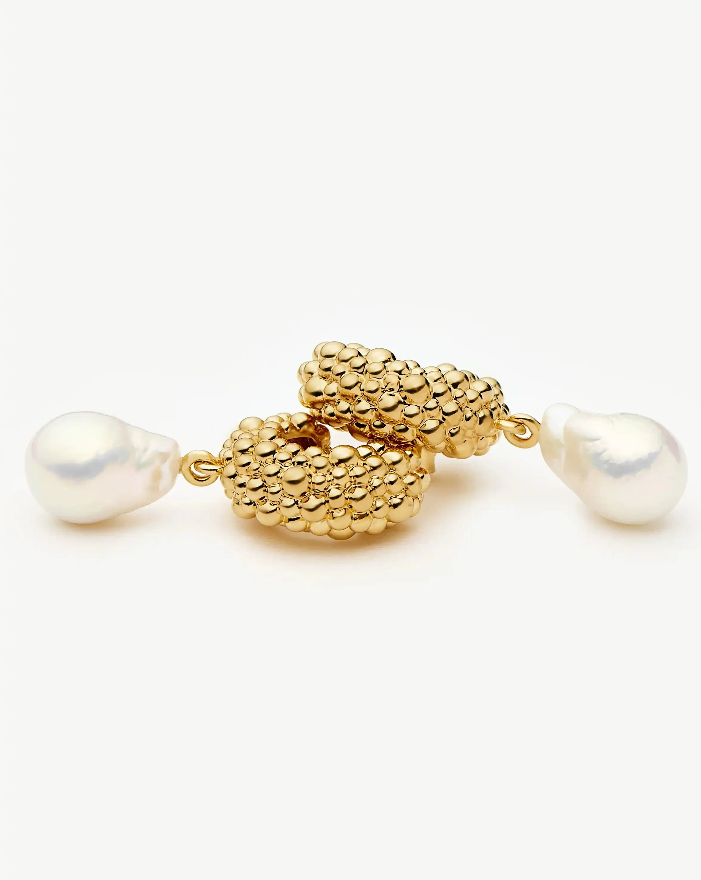 Pearl Baya Charm Hoop Earrings | 18k Gold Plated/Pearl - Image 4