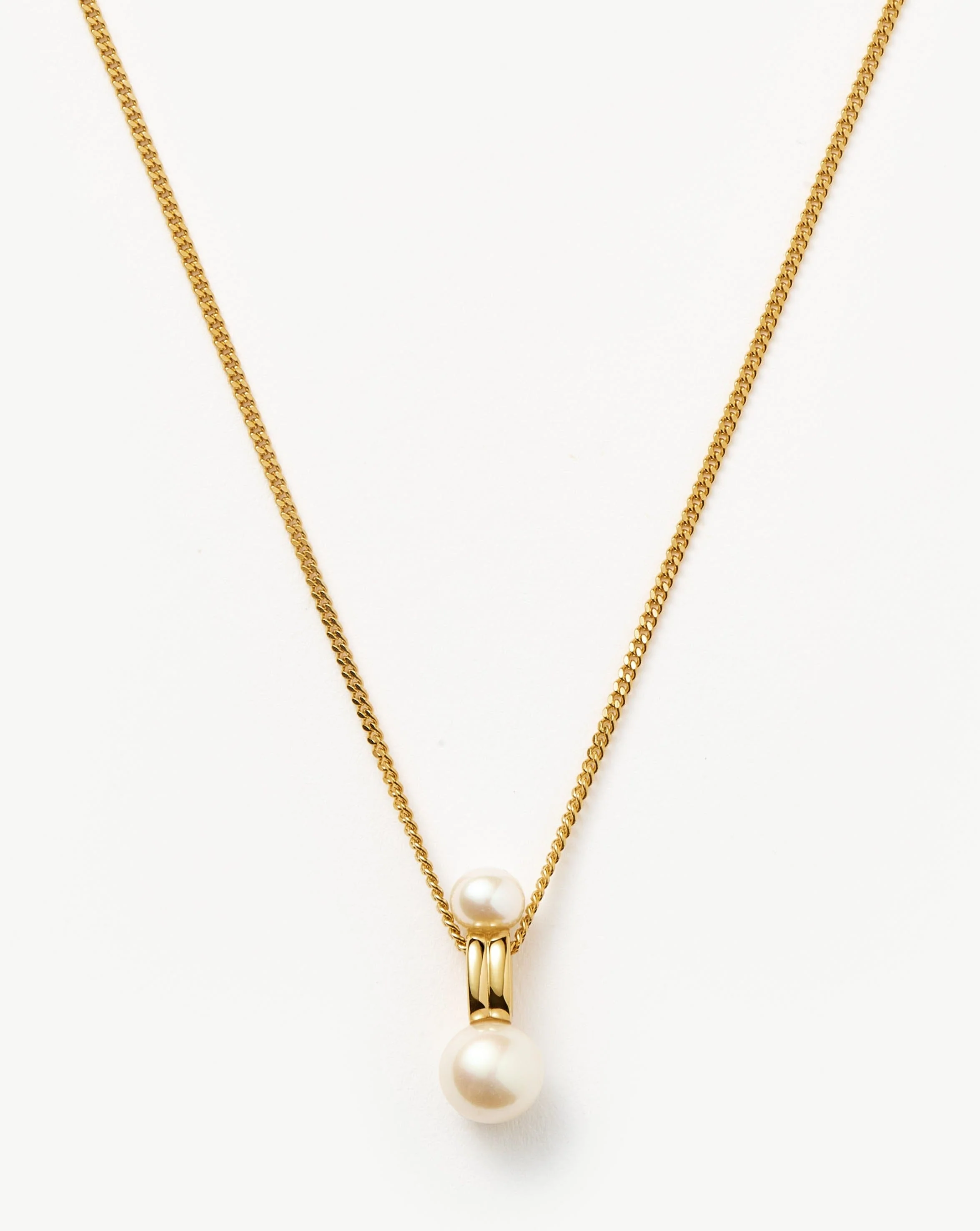 Pearl Ridge Pendant Chain Necklace | 18k Gold Plated Vermeil/Pearl