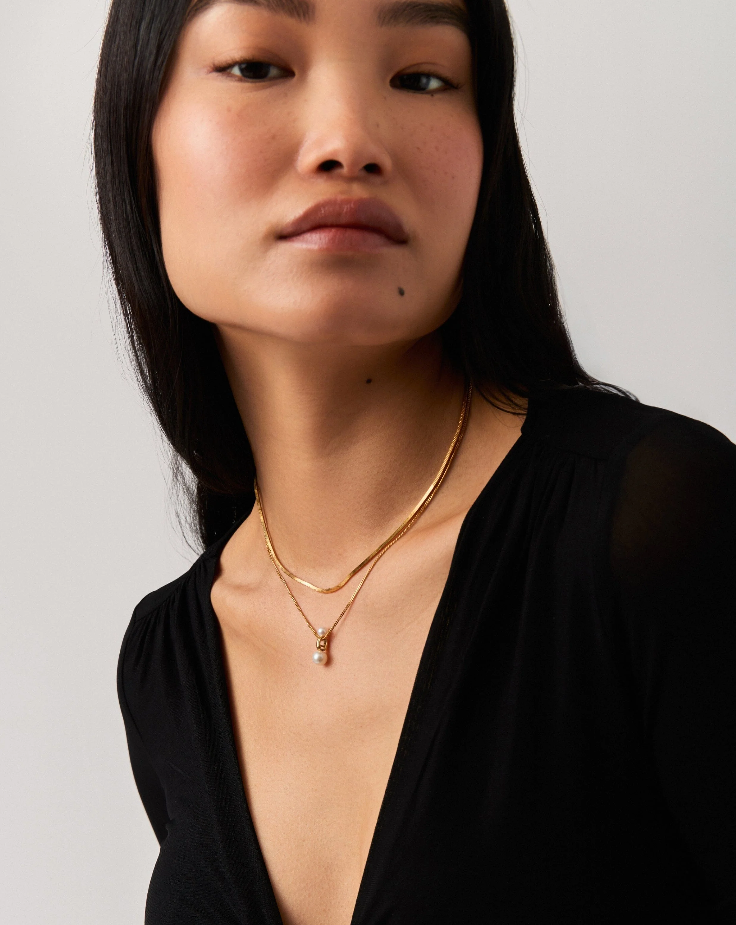 Pearl Ridge Pendant Chain Necklace | 18k Gold Plated Vermeil/Pearl - Image 3