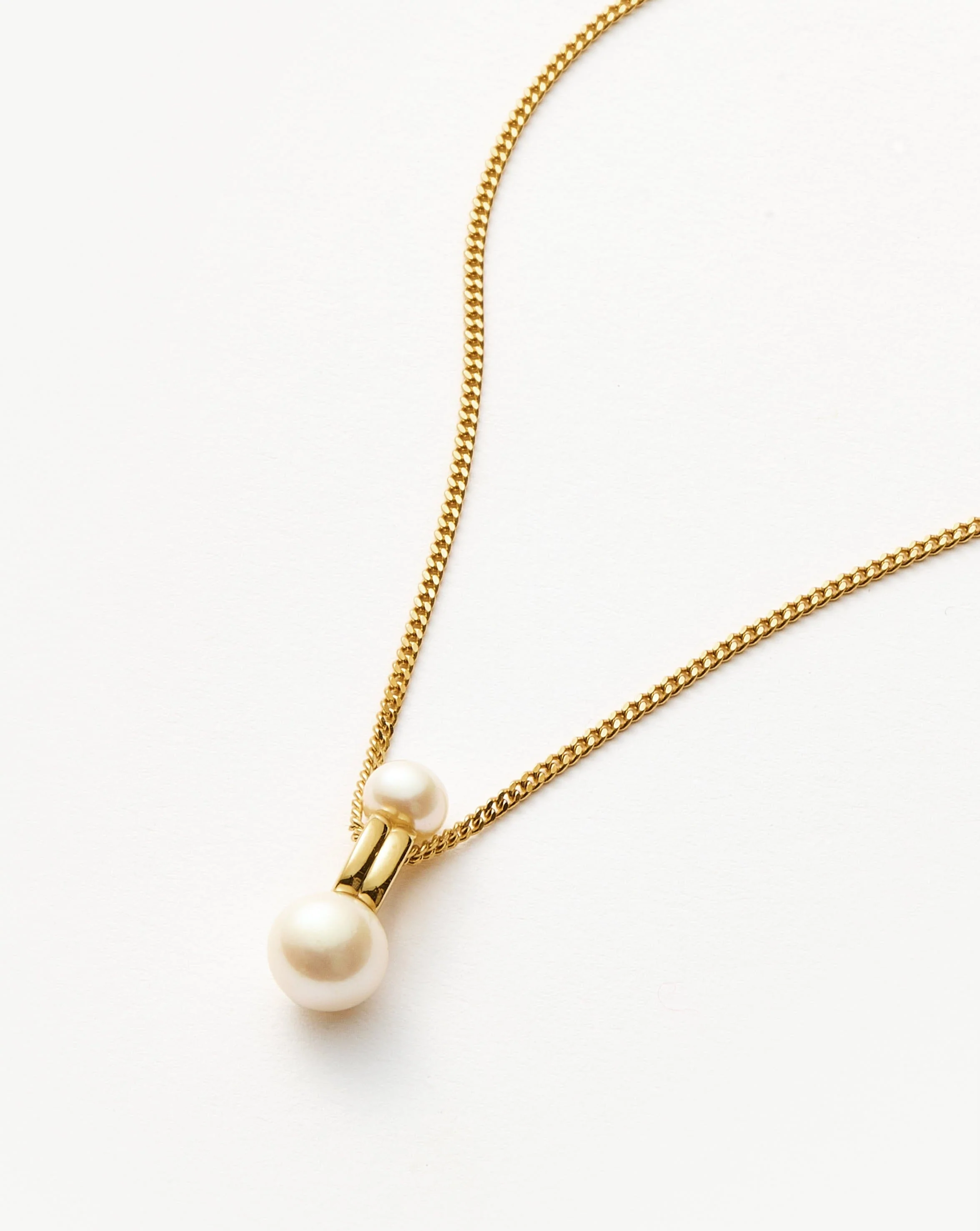 Pearl Ridge Pendant Chain Necklace | 18k Gold Plated Vermeil/Pearl - Image 4