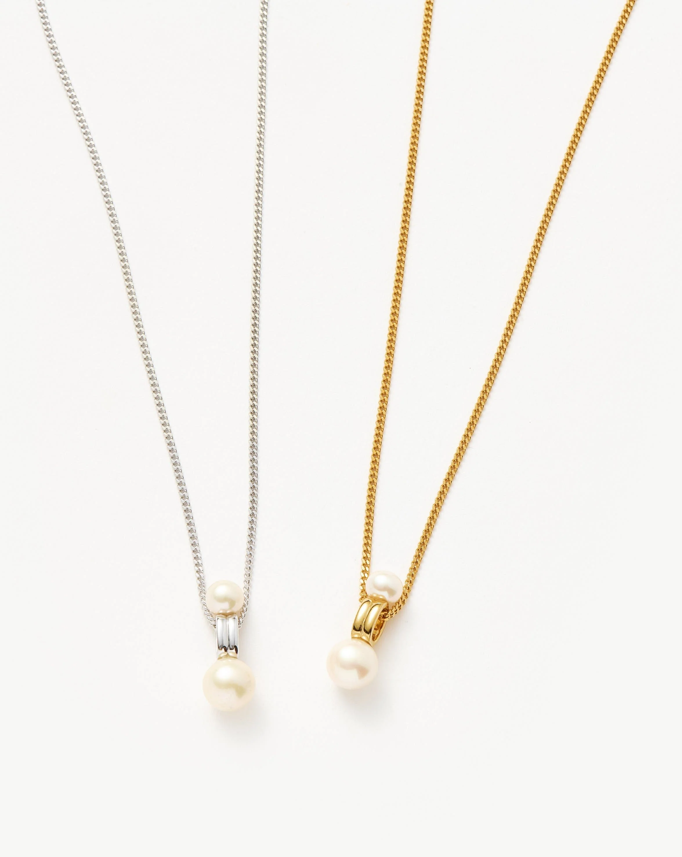 Pearl Ridge Pendant Chain Necklace | 18k Gold Plated Vermeil/Pearl - Image 5