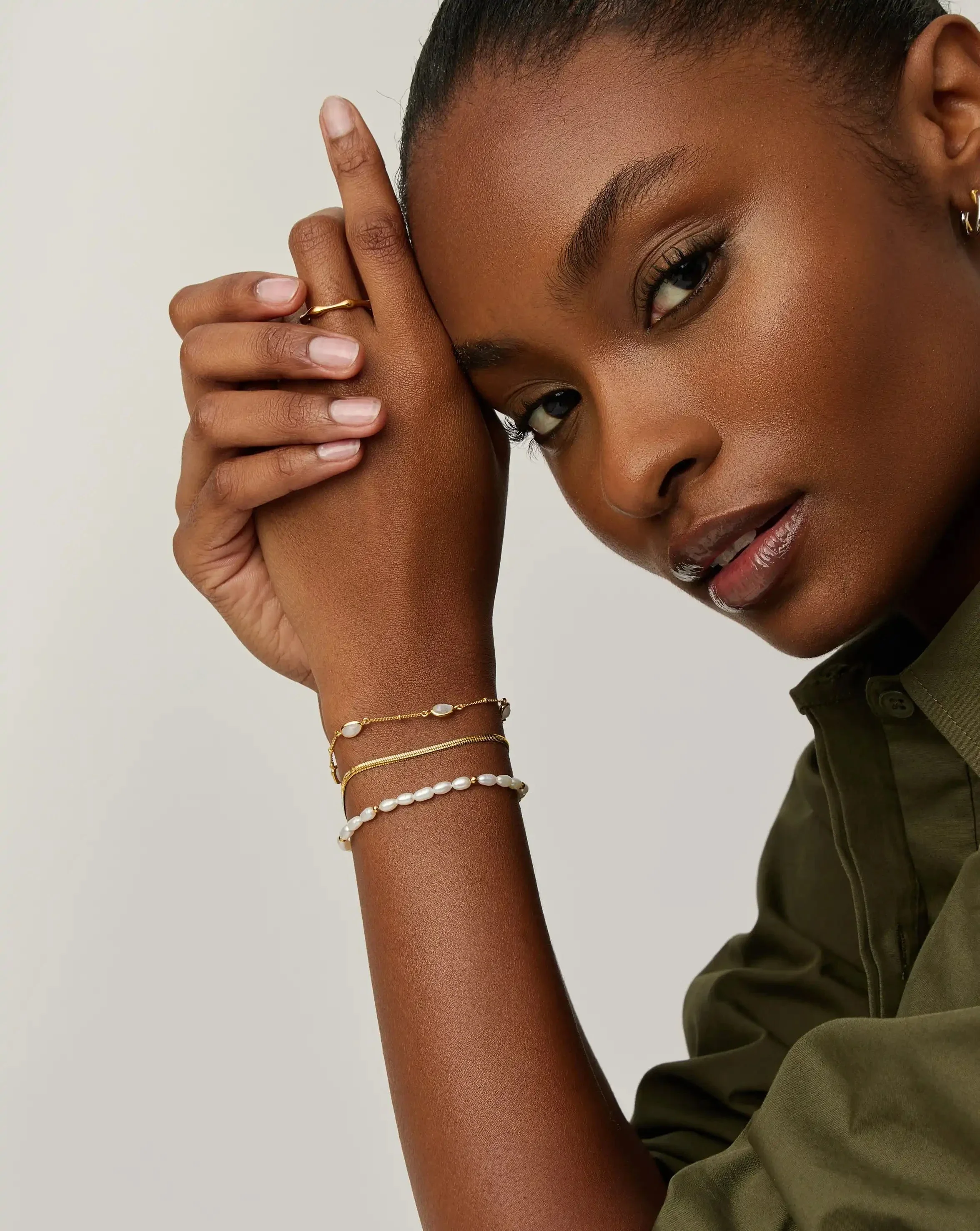 The Pearl-fect Trio Bracelet Set | 18k Gold Plated/Pearl - Image 3
