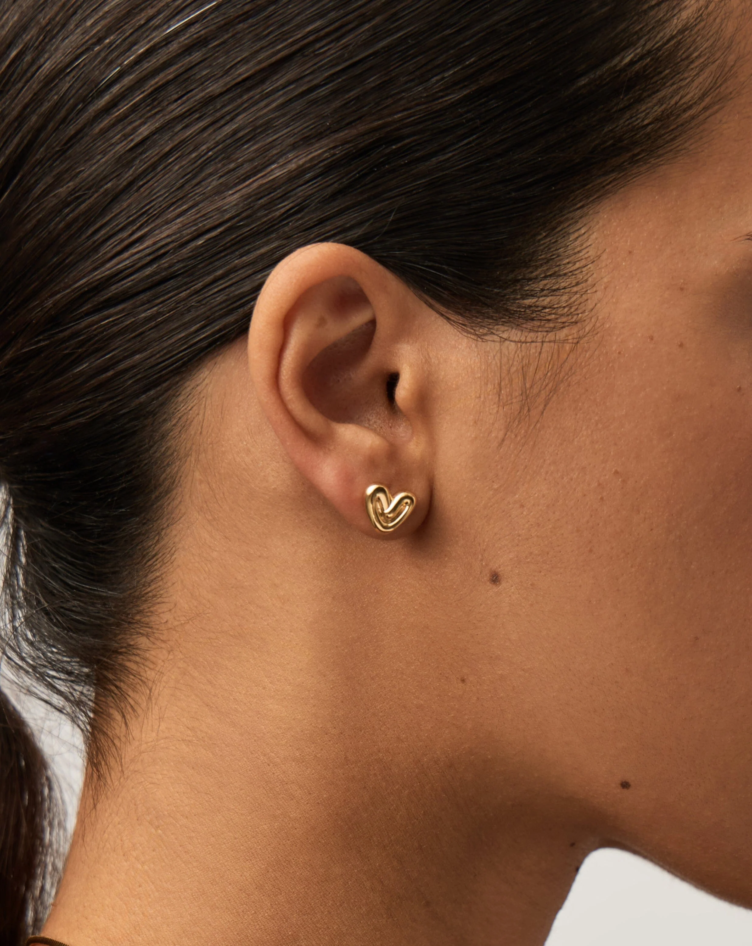 Puffy Heart Mini Stud Earrings |18k Gold Vermeil - Image 2