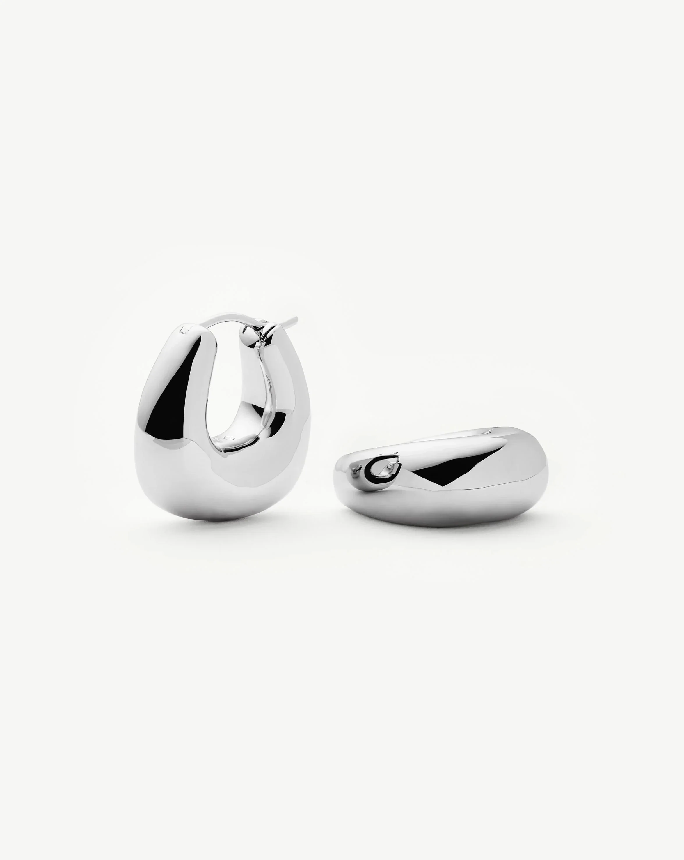 Sculptural Chubby Small Hoop Earrings | Silver Plated