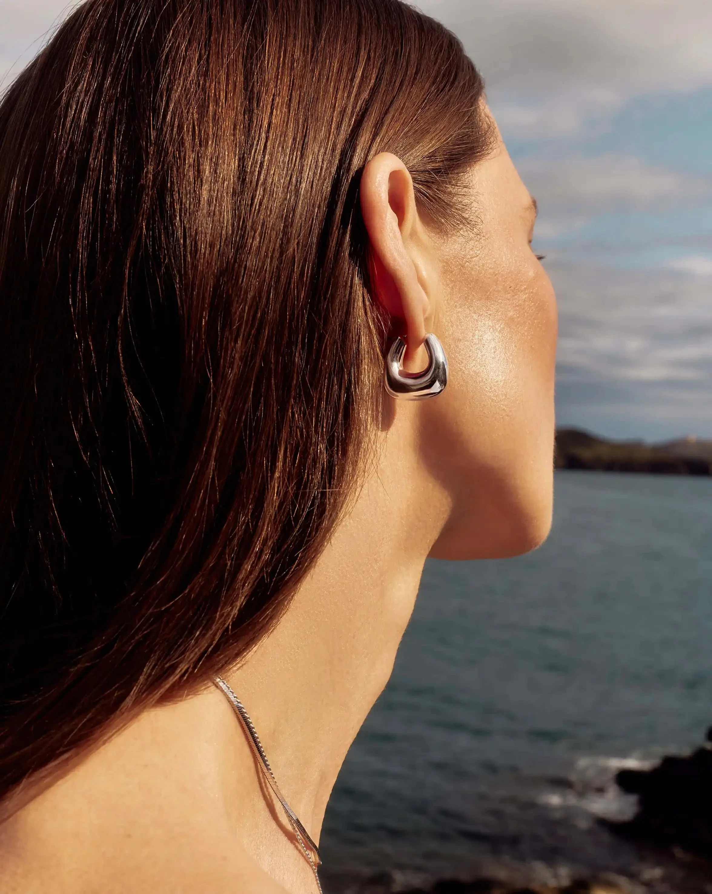 Sculptural Chubby Small Hoop Earrings | Silver Plated - Image 2