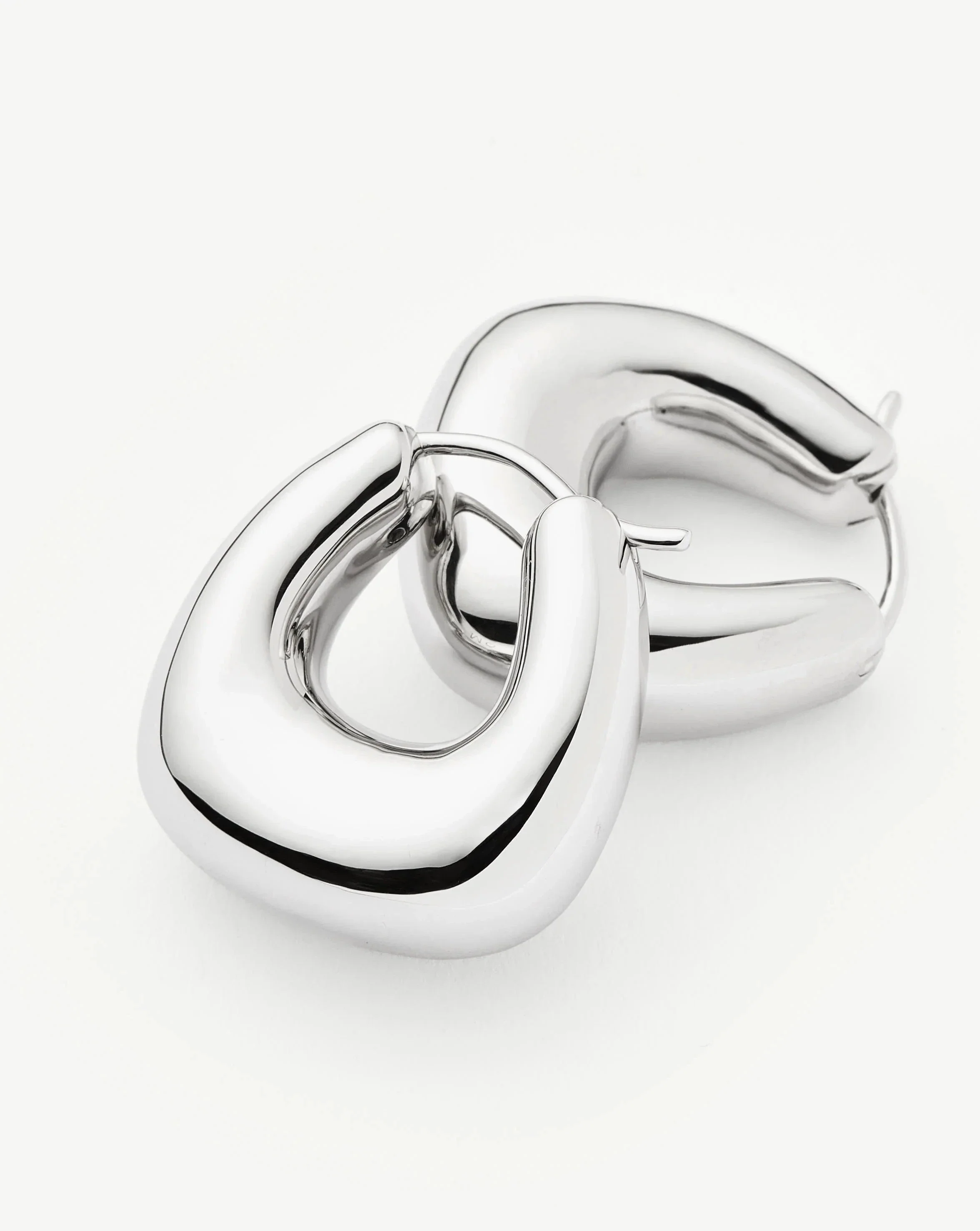 Sculptural Chubby Small Hoop Earrings | Silver Plated - Image 5