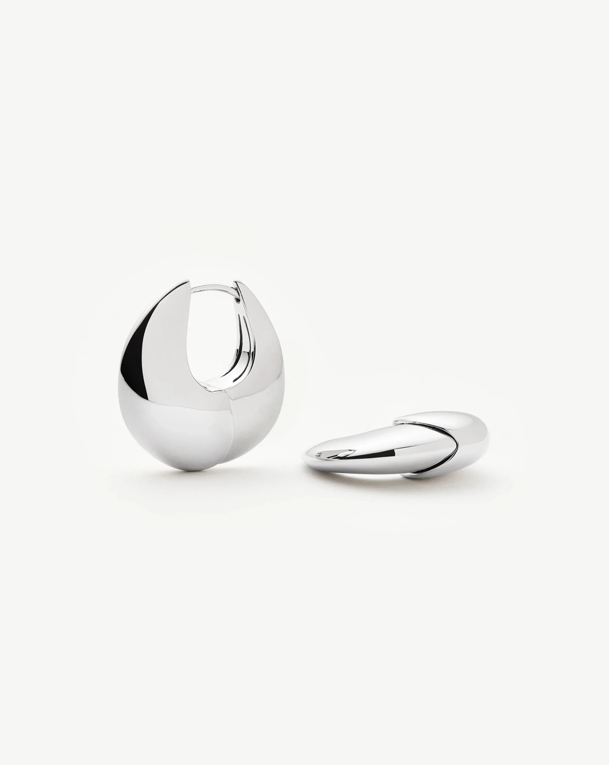 Sculptural Pebble Small Hoop Earrings | Silver Plated