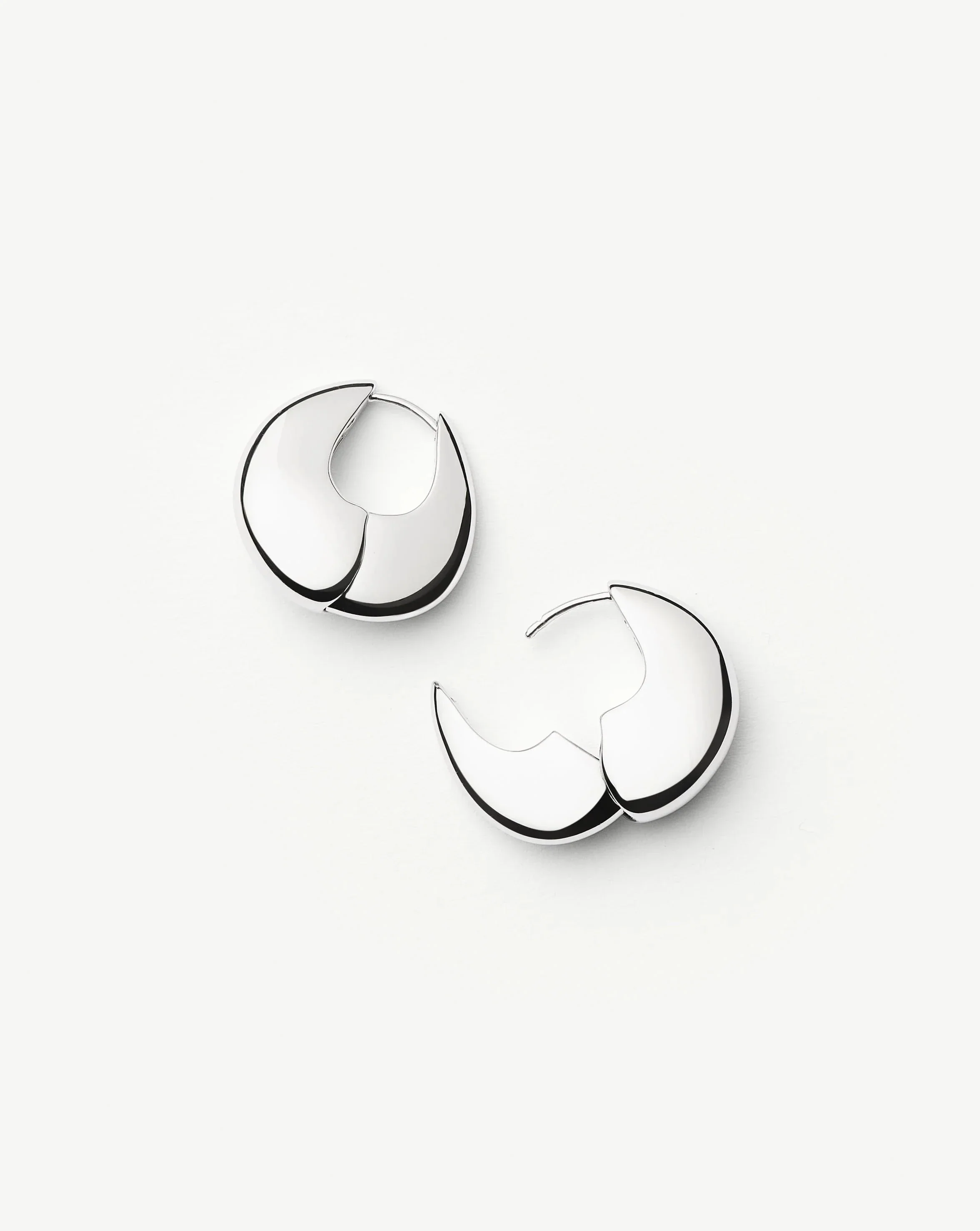 Sculptural Pebble Small Hoop Earrings | Silver Plated - Image 4