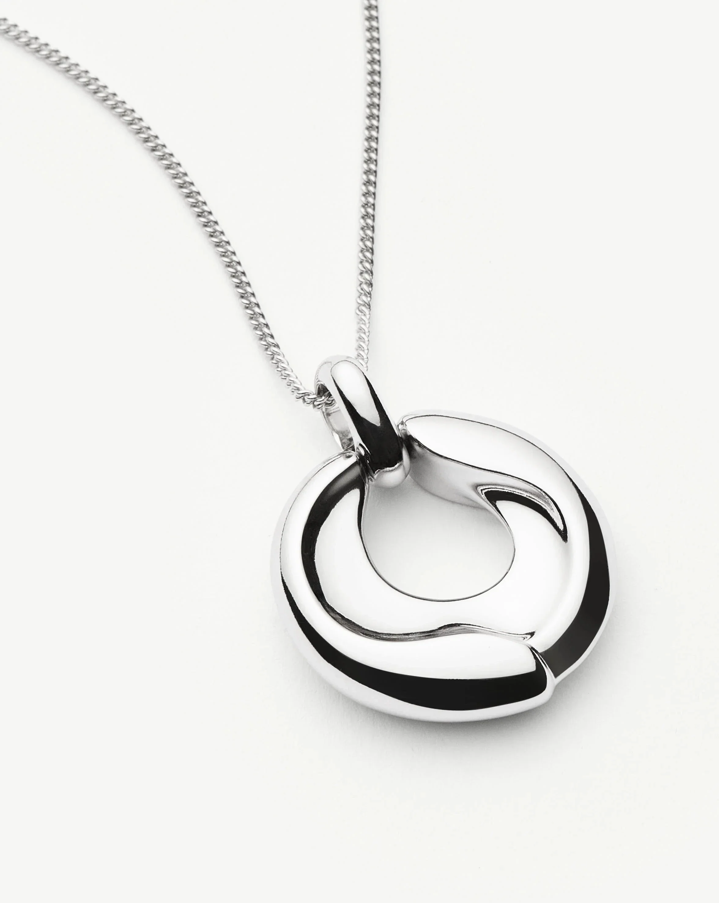 Sculptural Ridge Molten Pendant Necklace | Silver Plated - Image 4