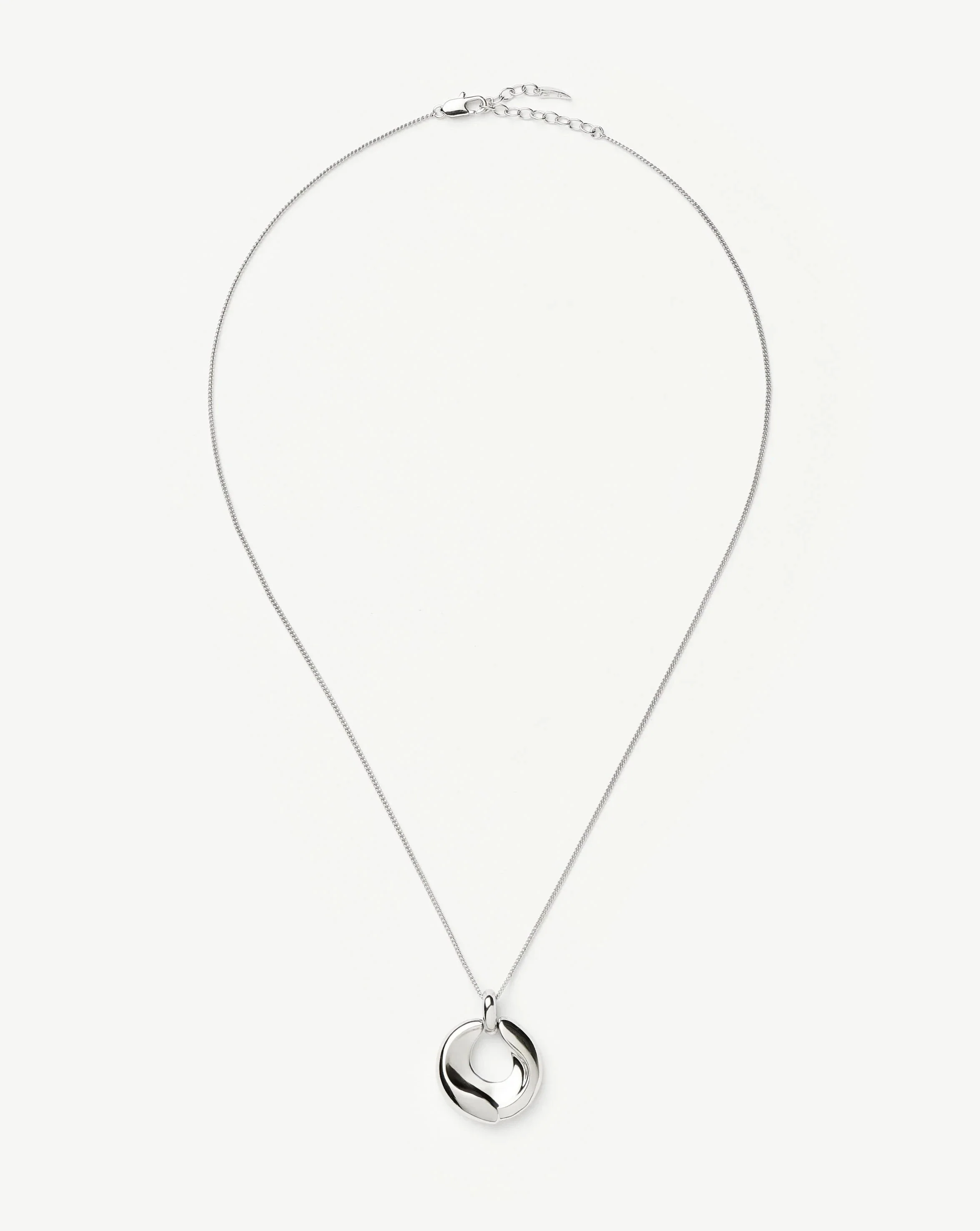 Sculptural Ridge Molten Pendant Necklace | Silver Plated - Image 6