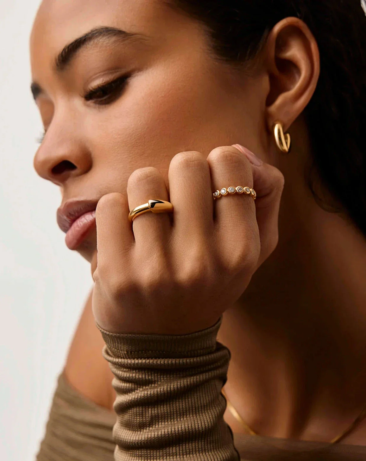 Sculptural Ridge Stacking Ring | 18k Gold Vermeil - Image 2