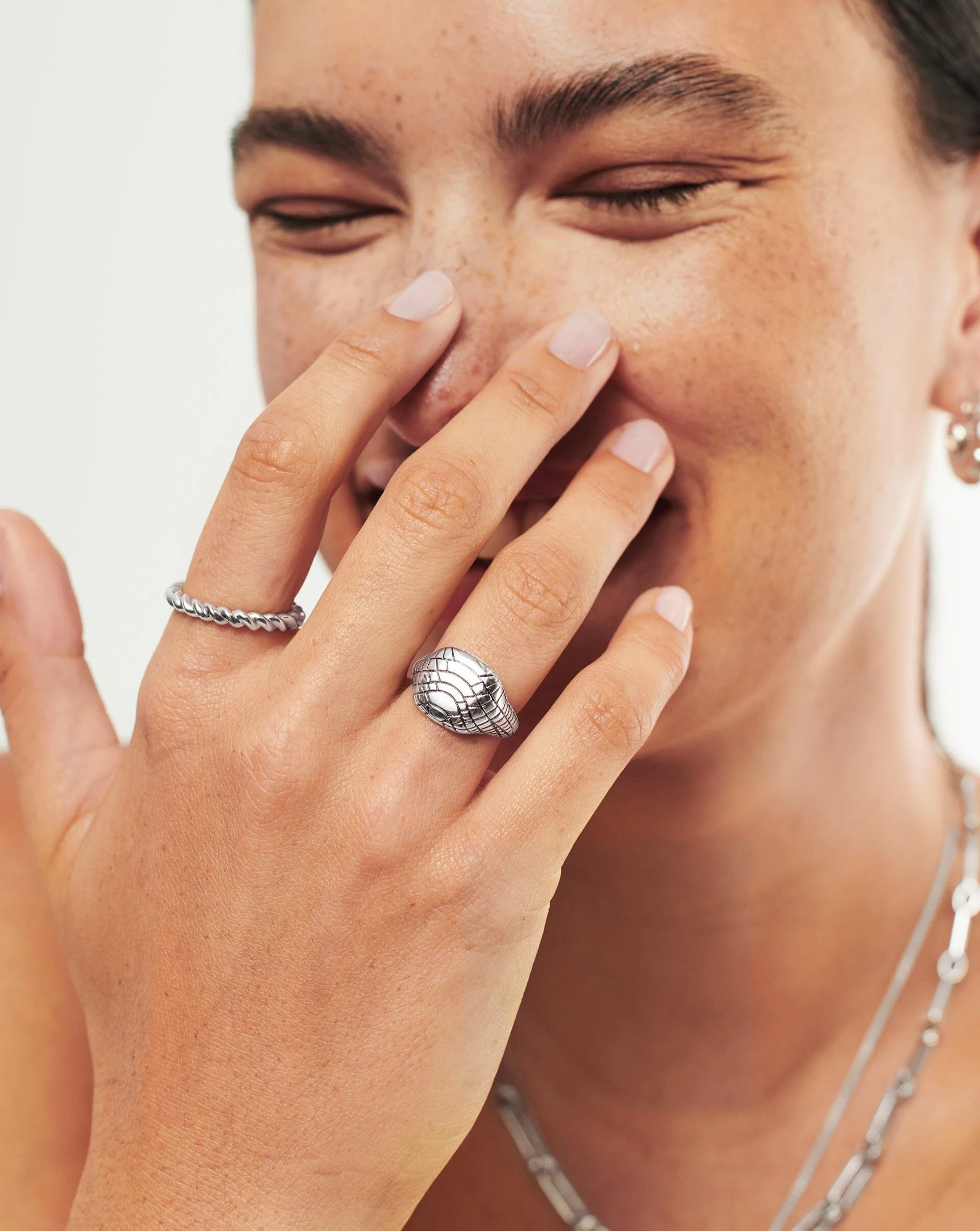 Serpent Textured Signet Ring | Silver Plated - Image 3