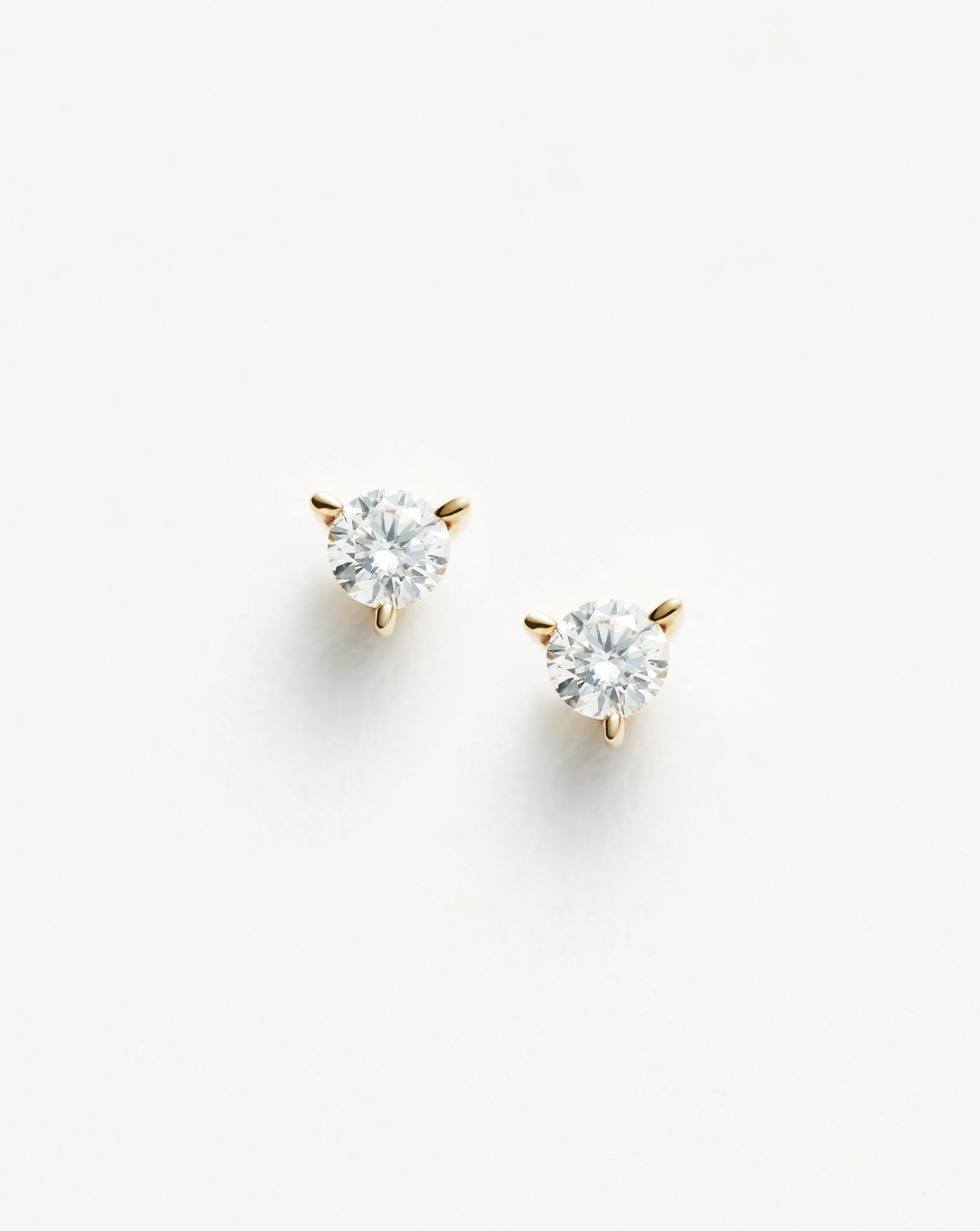 Solid Gold Small Solitaire Diamond Stud Earrings | 14k Solid Gold