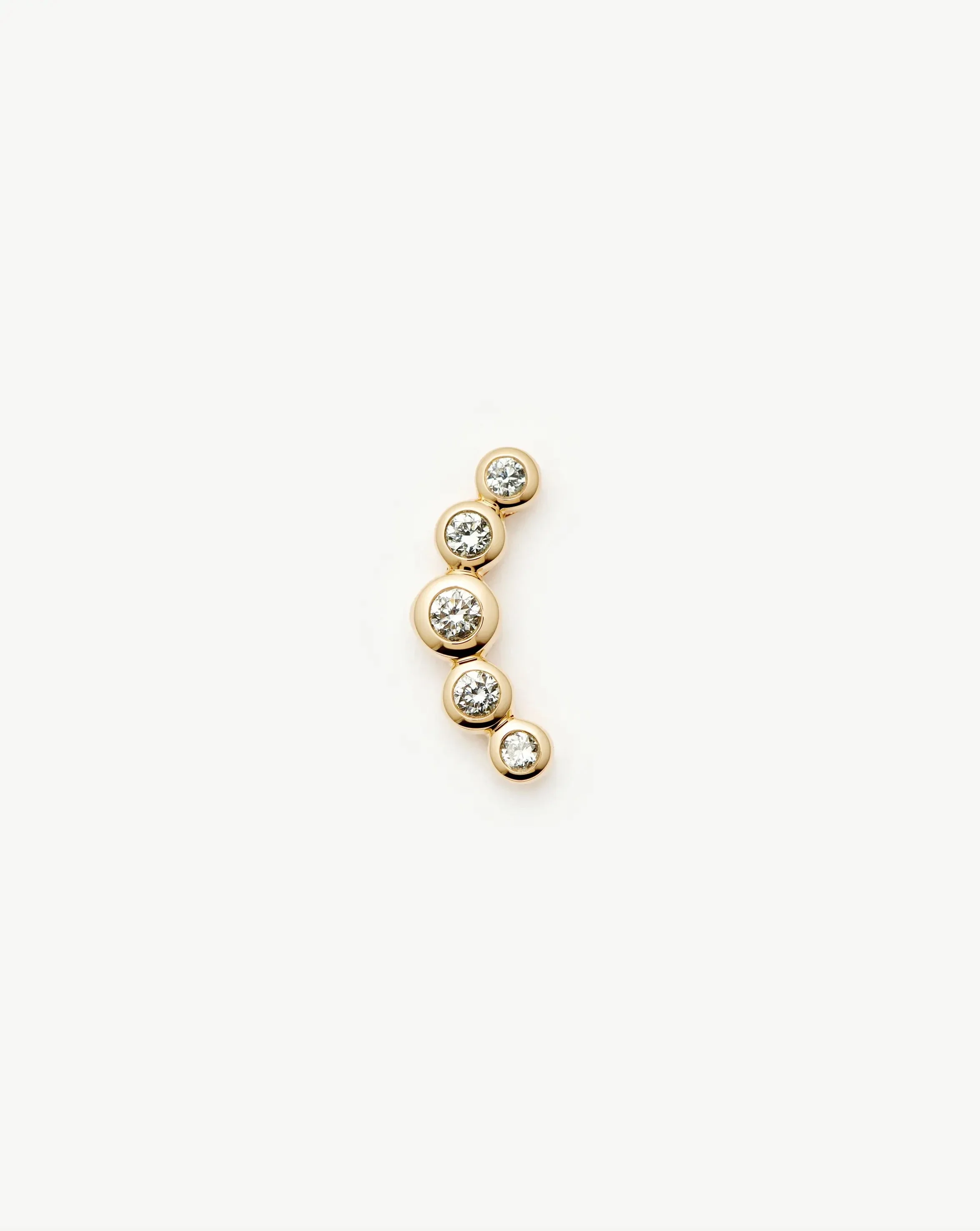 Solid Gold Diamond Ear Climber Flat Back Stud Earring | 9k Solid Gold